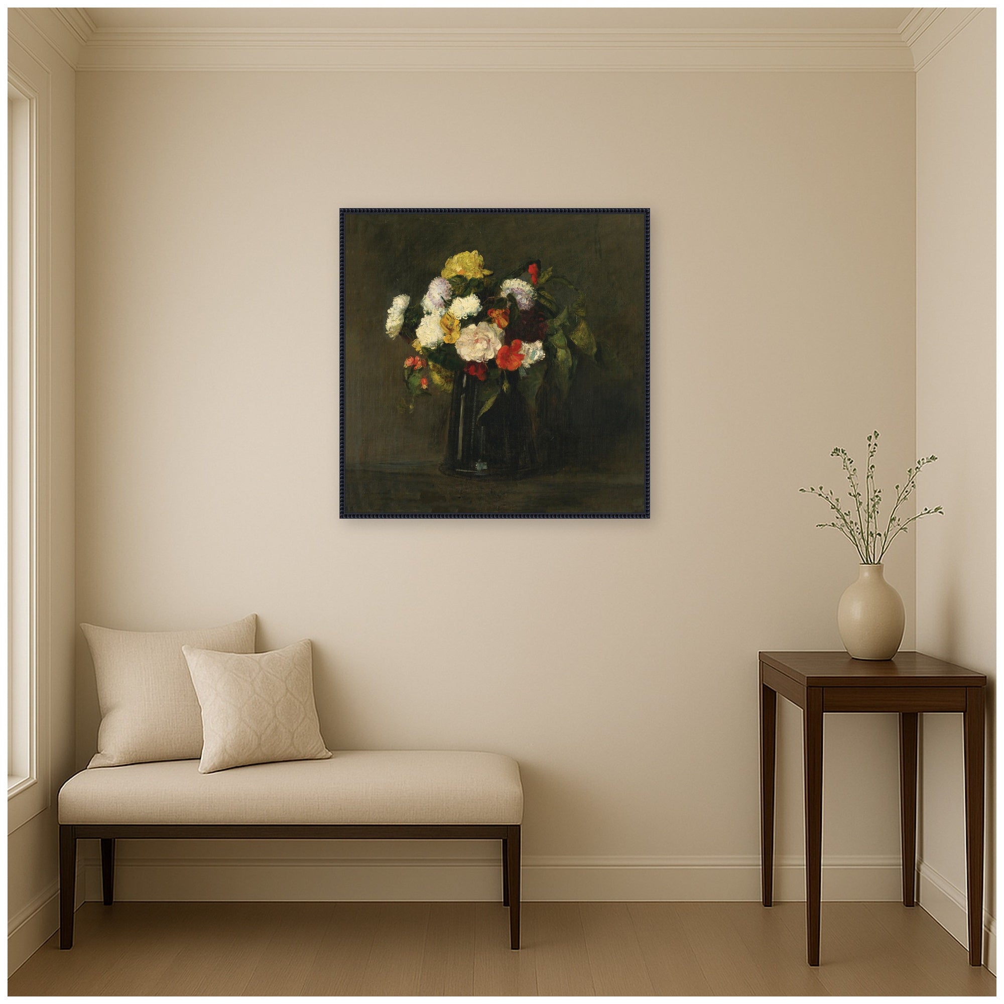 Framed Canvas 30x30 Sylvie Beaded Black 7