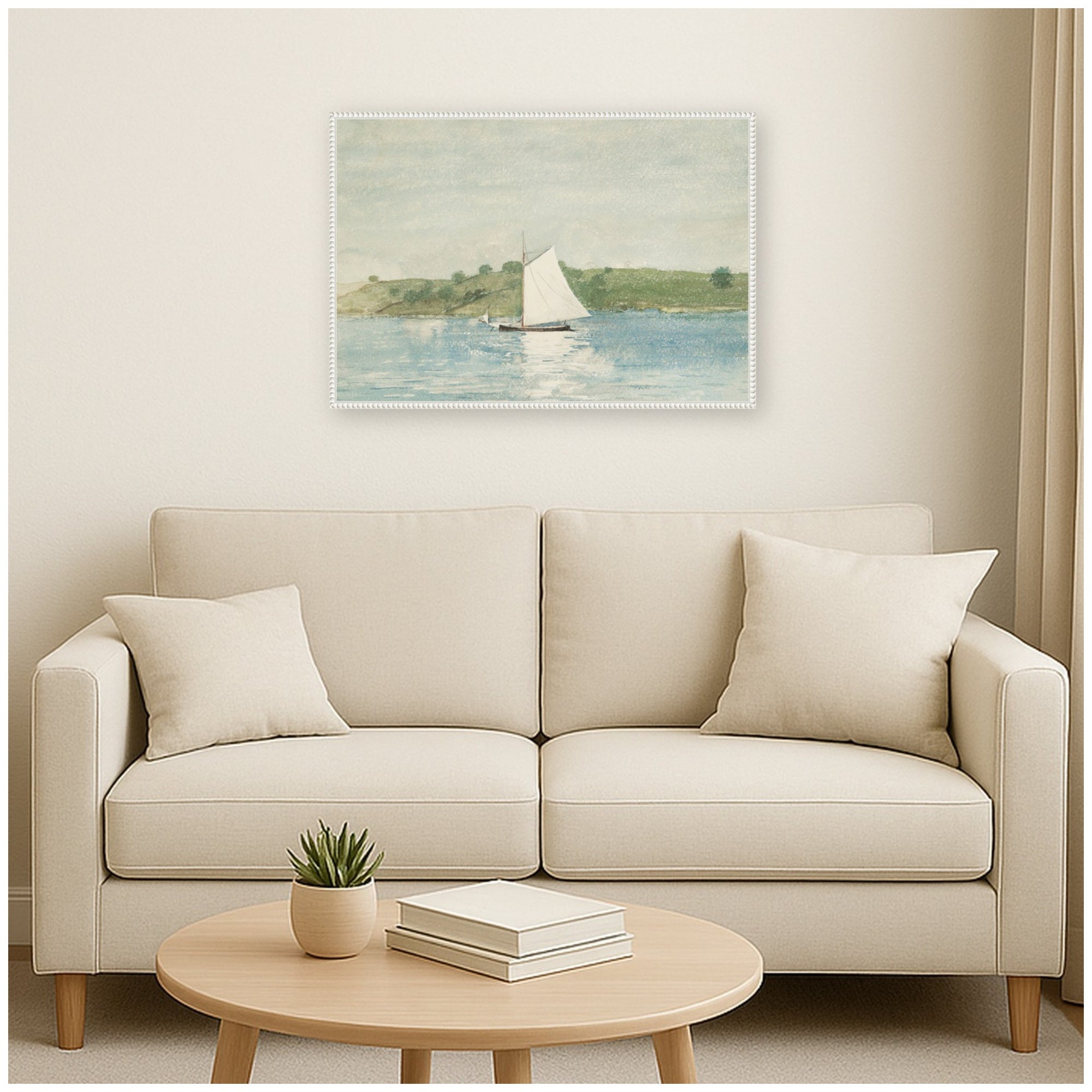 Framed Canvas 33x23 Sylvie Beaded White 6