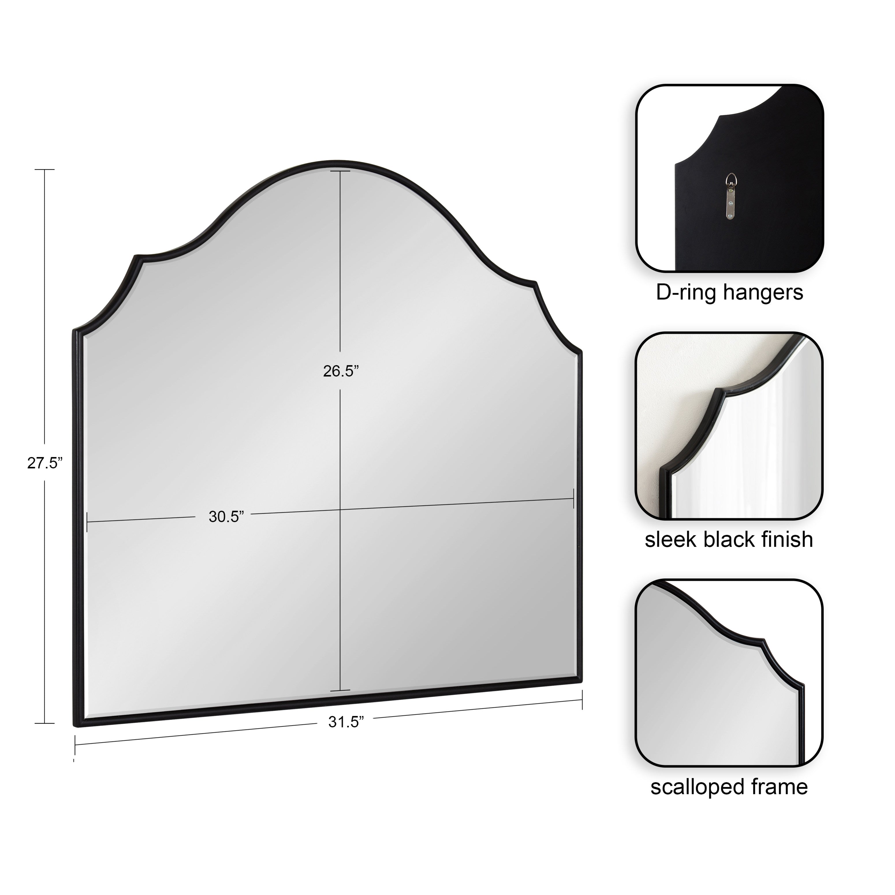 Arch Mirror Black 32x28 2