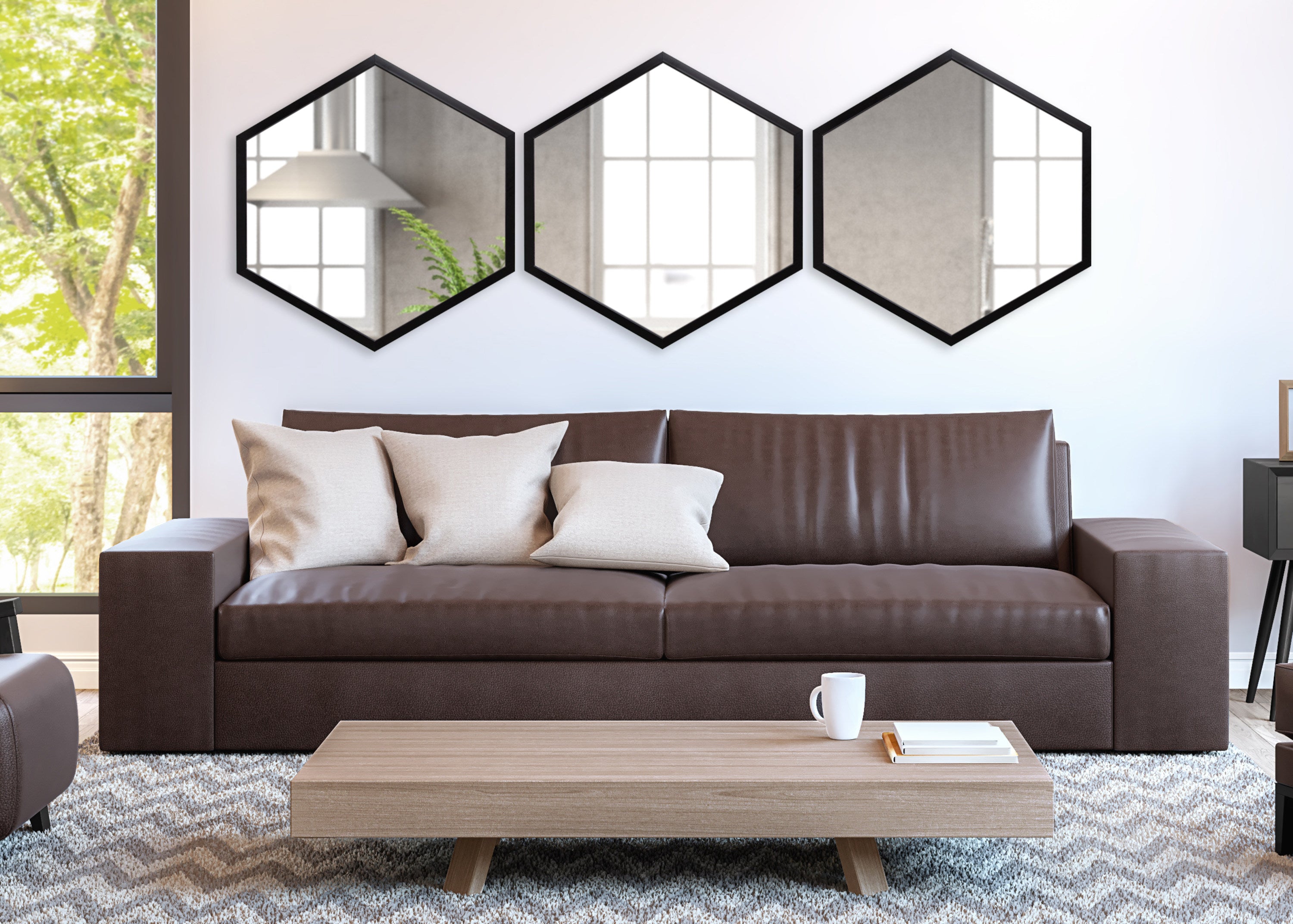 Laverty Framed Hexagon Wall Mirror