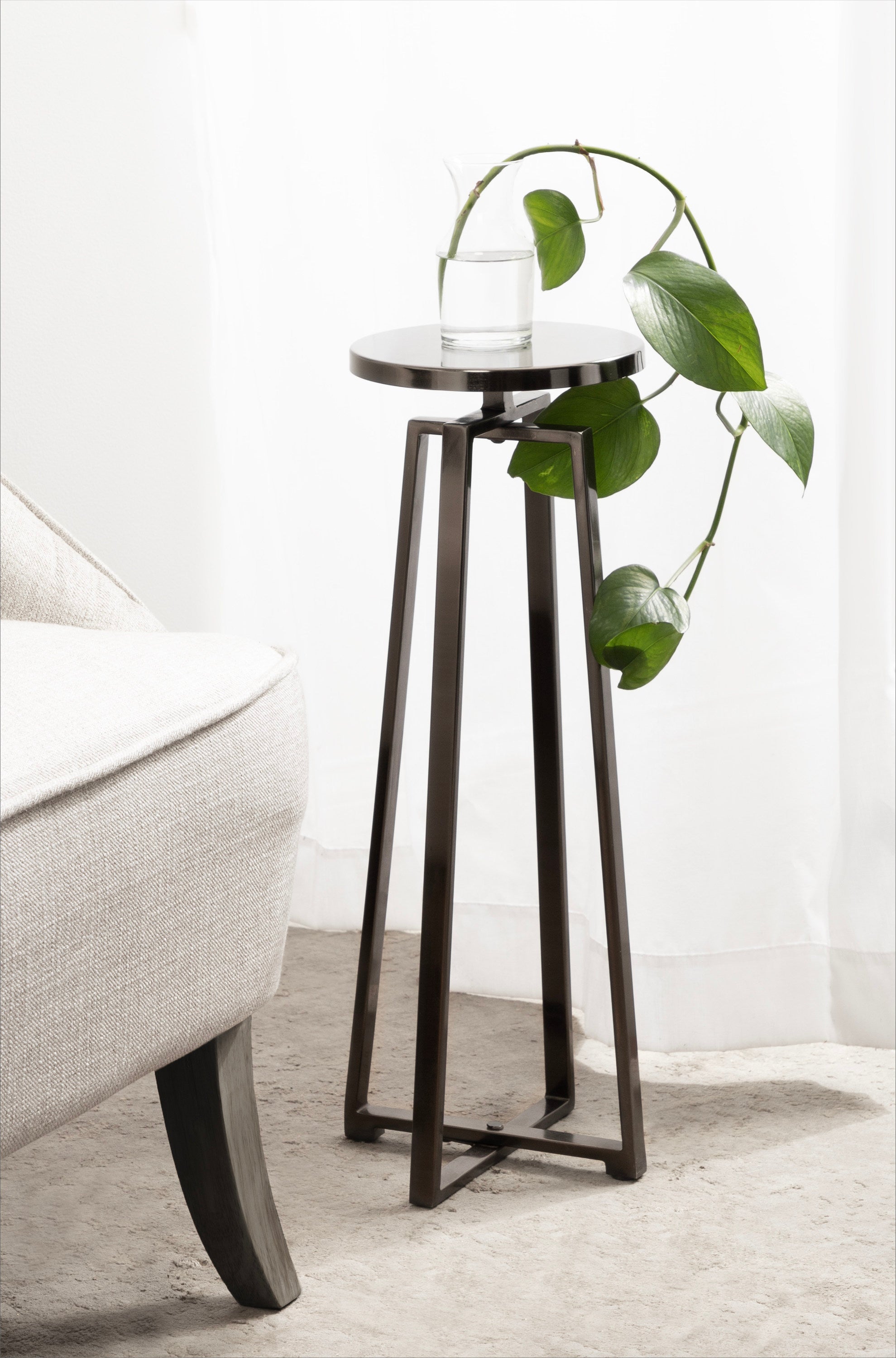 Drink Table Pewter 9x9x23 8