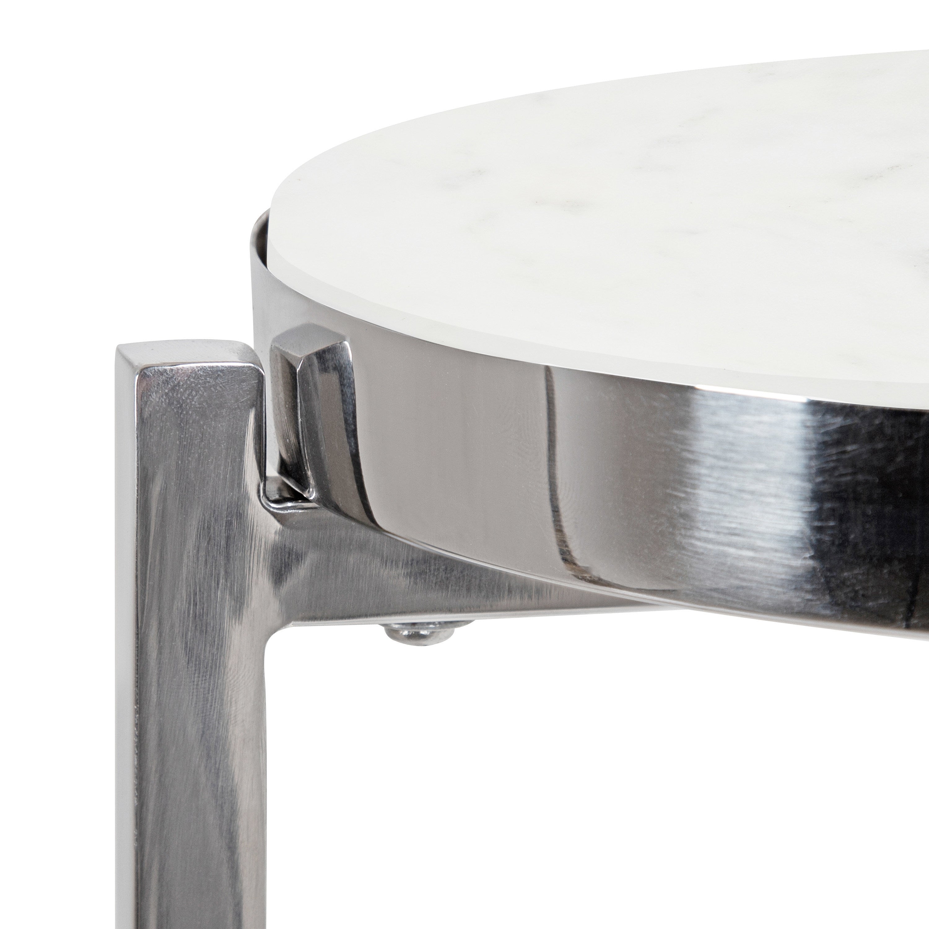 Drink Table White Silver 9x9x23 3