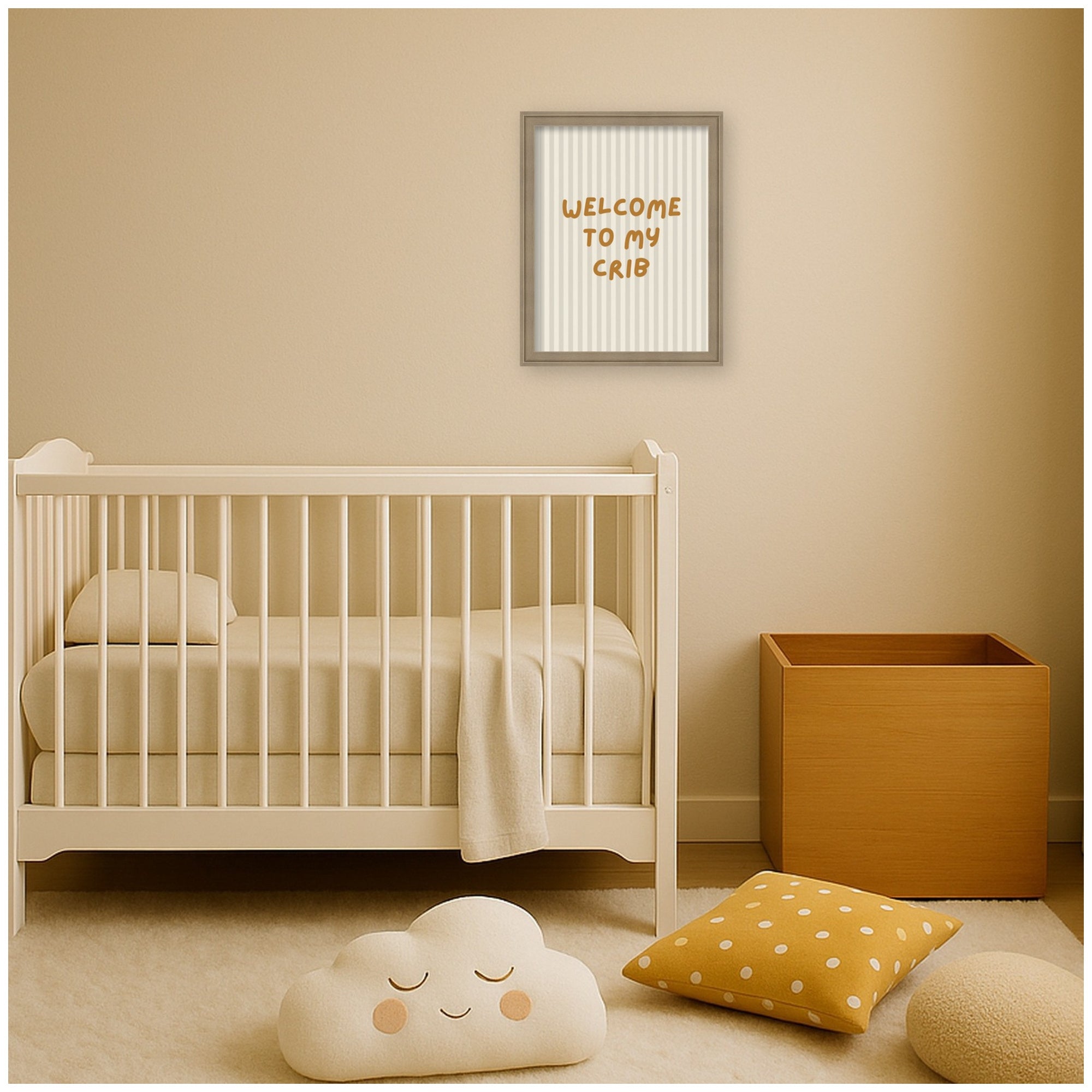 Welcome To My Crib by Laura Moss Framed Mounted Canvas Wall Art Print