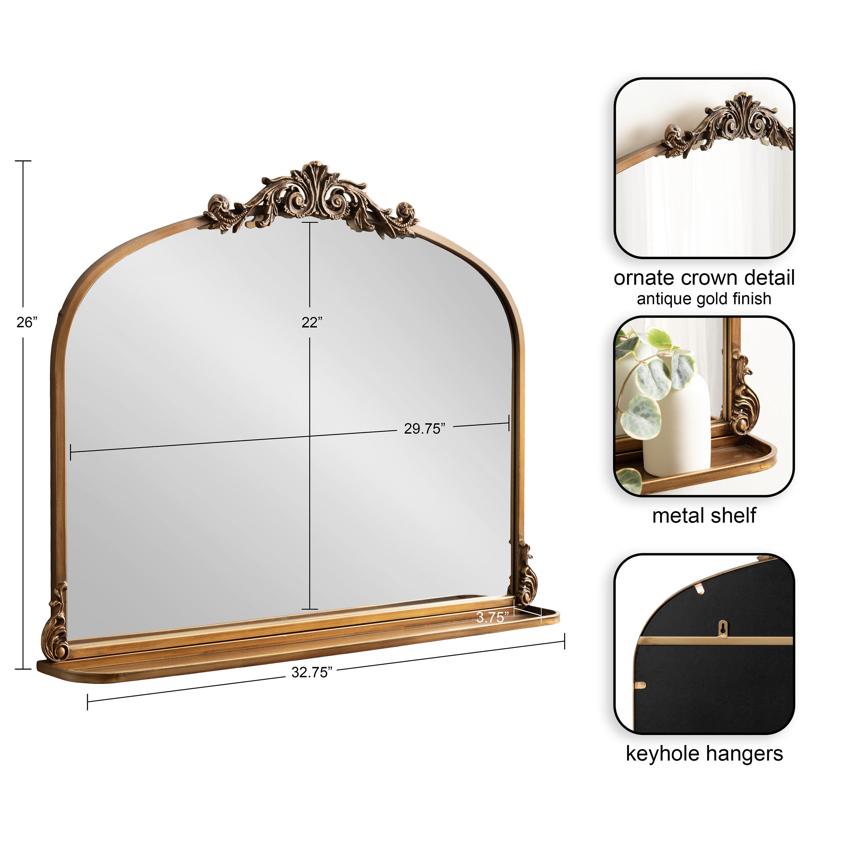 Functional Mirror Gold 33x26 2
