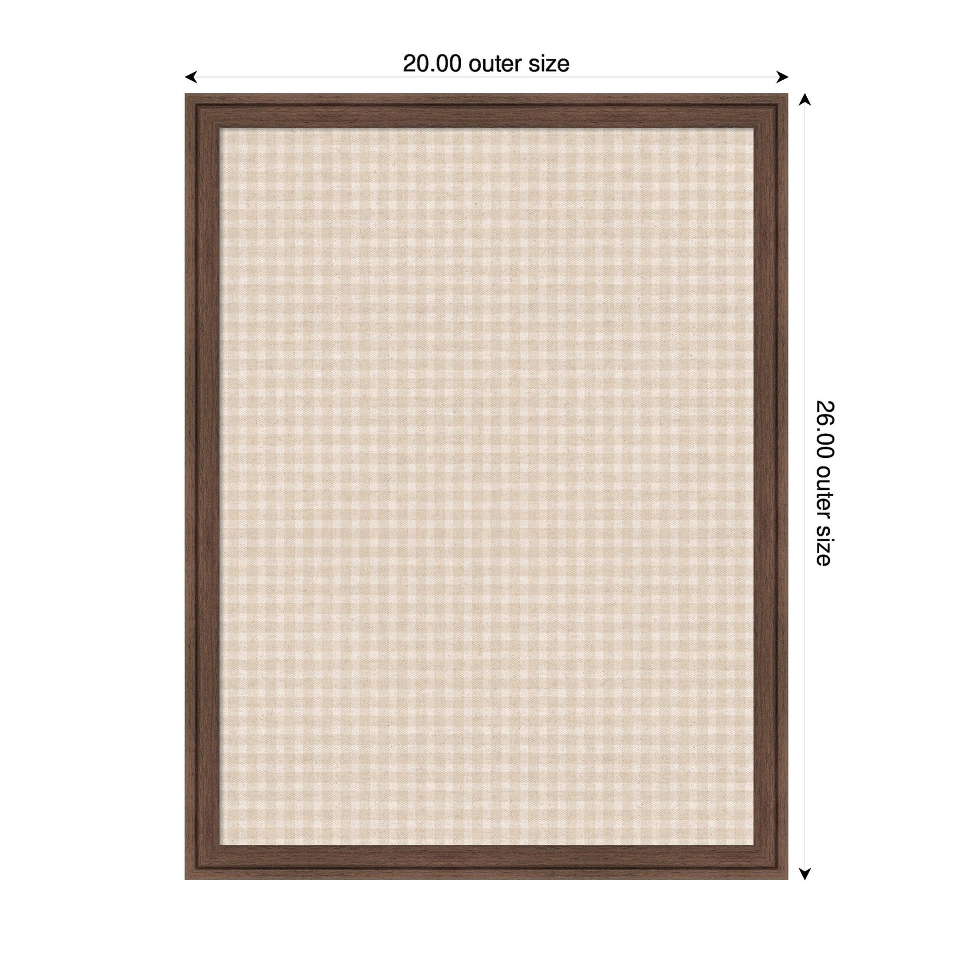 Framed Fabric Pinboard Mini Gingham Neutral Linen Wall Organization