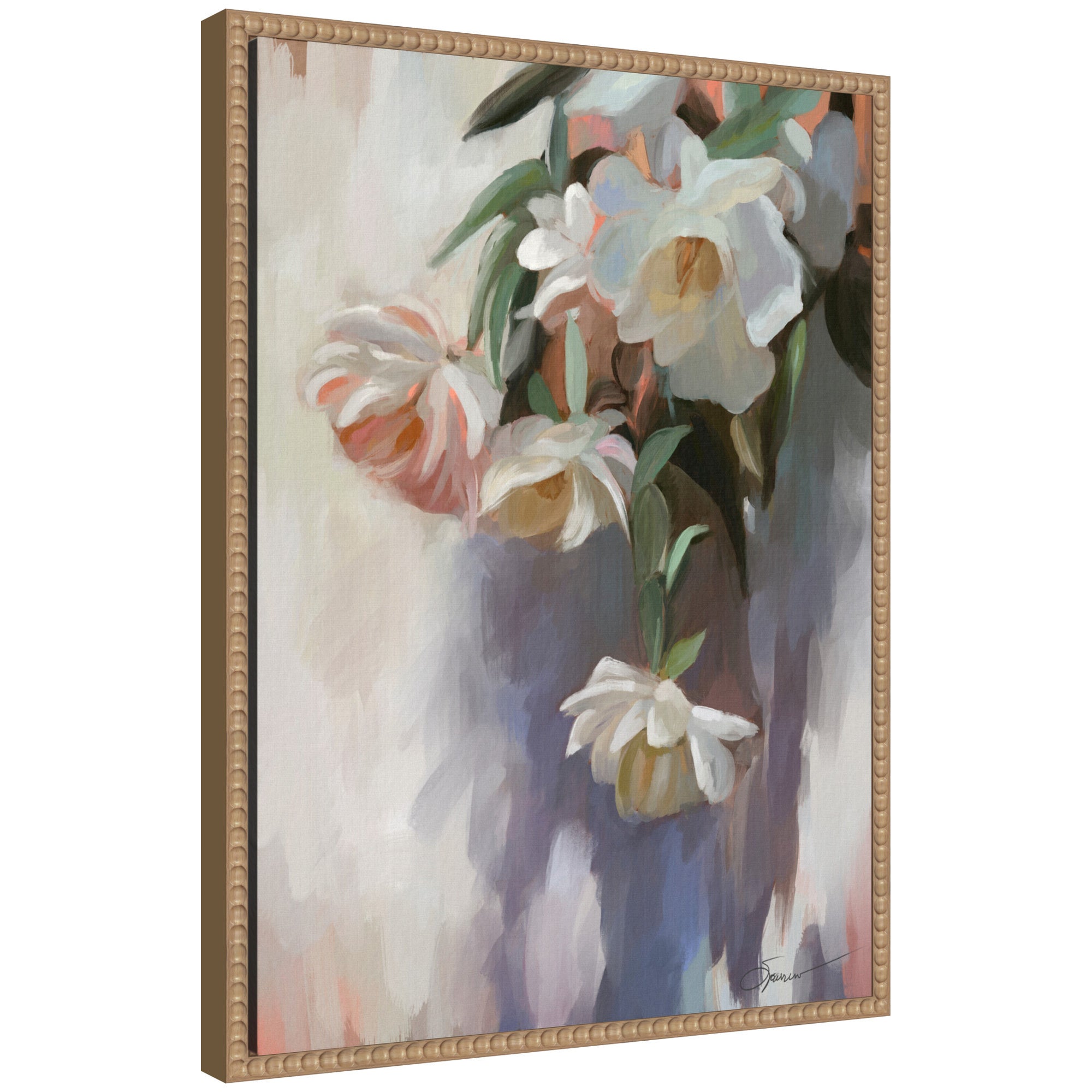 Sylvie Dangle Thumb Pastel Flower Bouquet Framed Canvas by Mary Sparrow