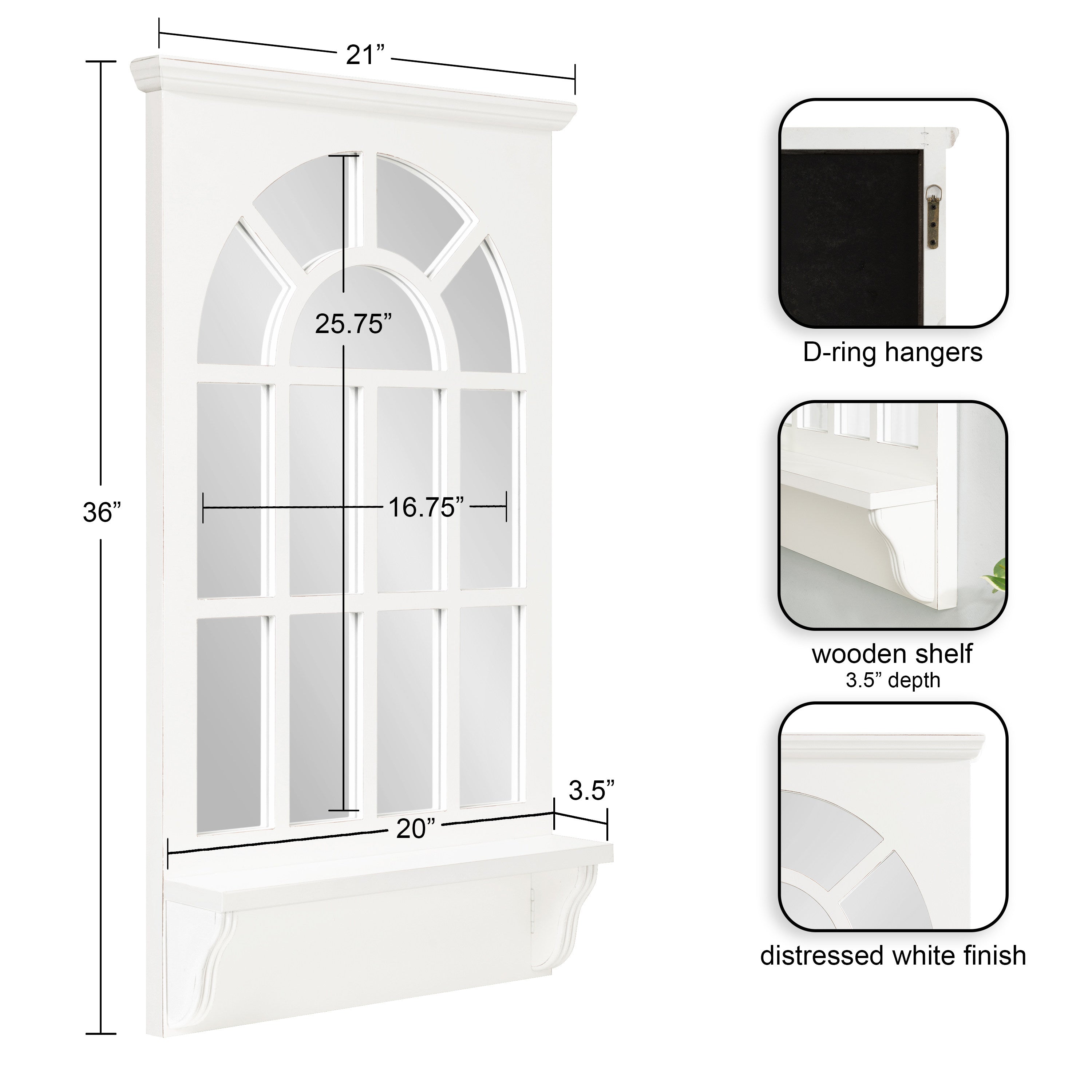 Functional Mirror White 21x36 2
