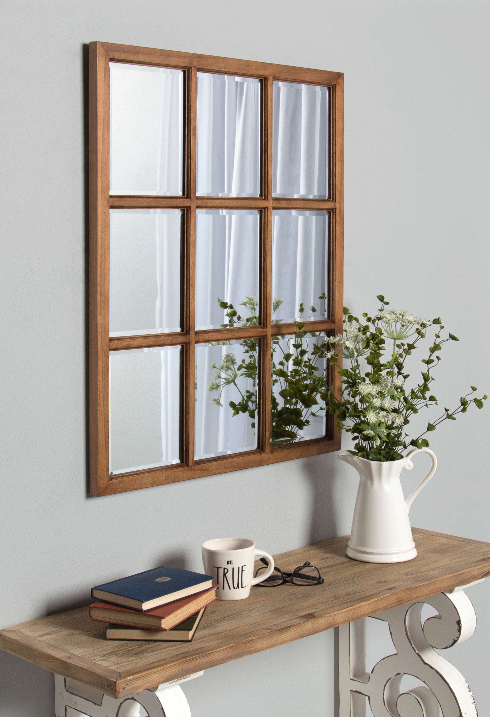 Windowpane Mirror Brown 26x32 6