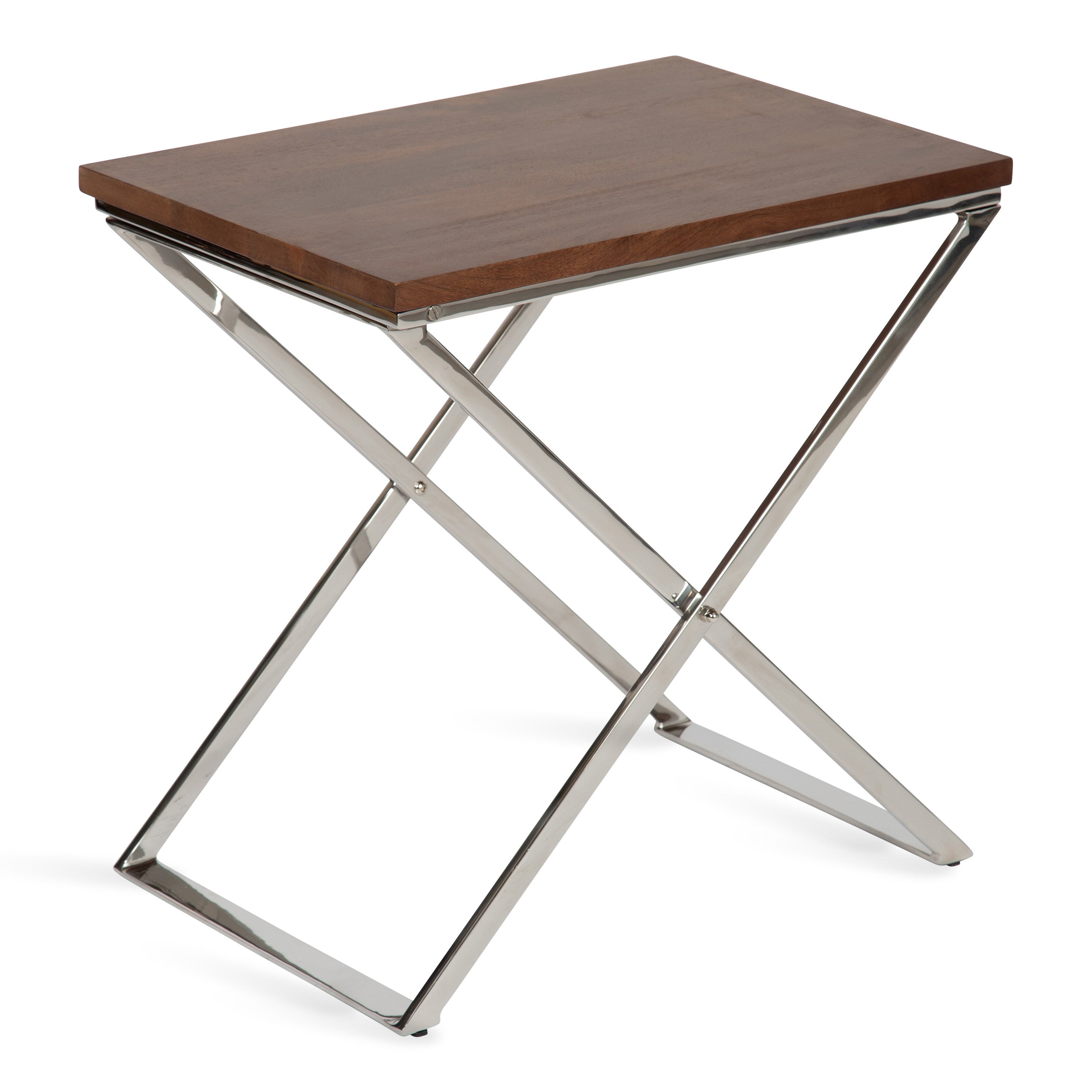 Side Table Walnut Brown Silver 20x14x20 1
