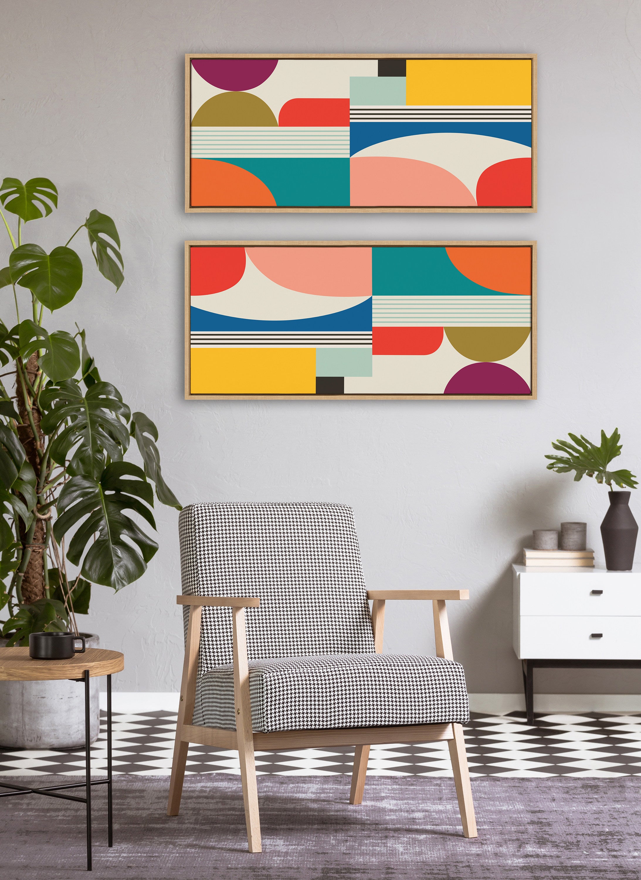 Framed Canvas Sylvie Natural 18x40 6