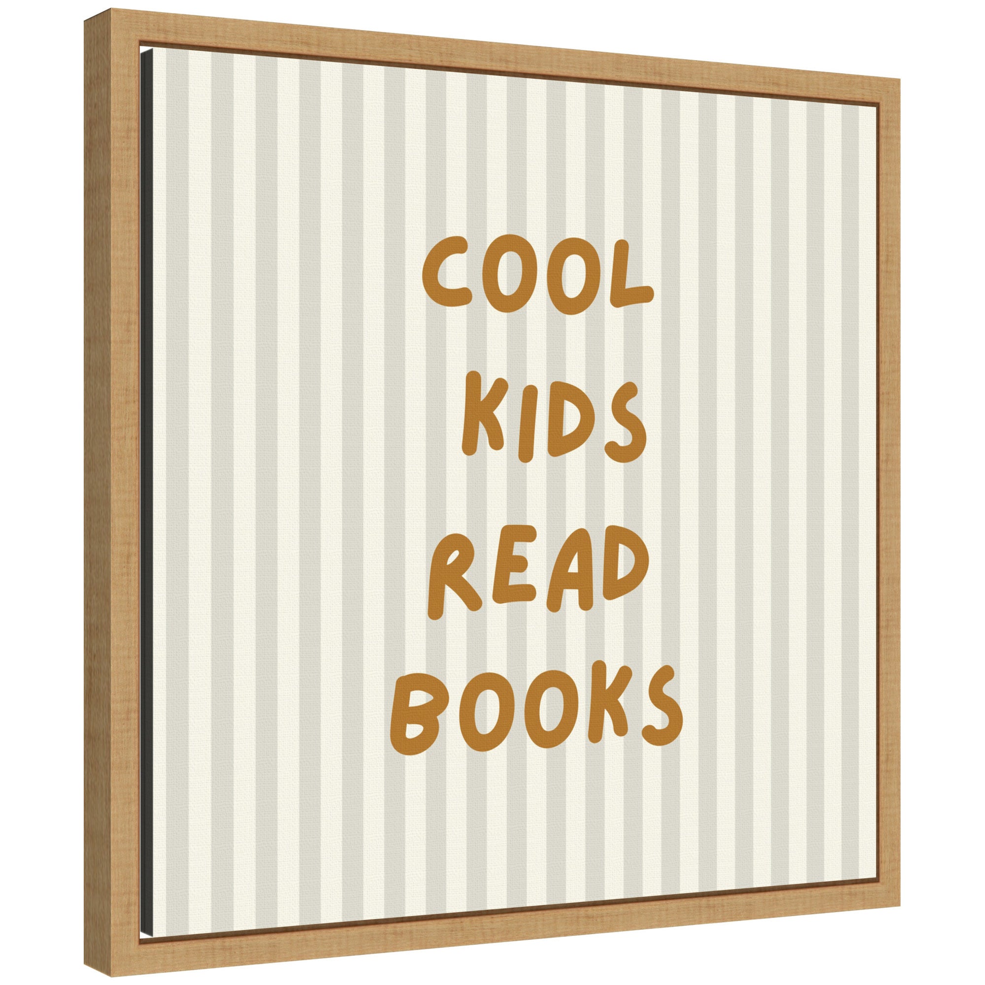 Cool Kids Read Books Stripes Square by Laura Moss Framed Canvas Wall Art Print