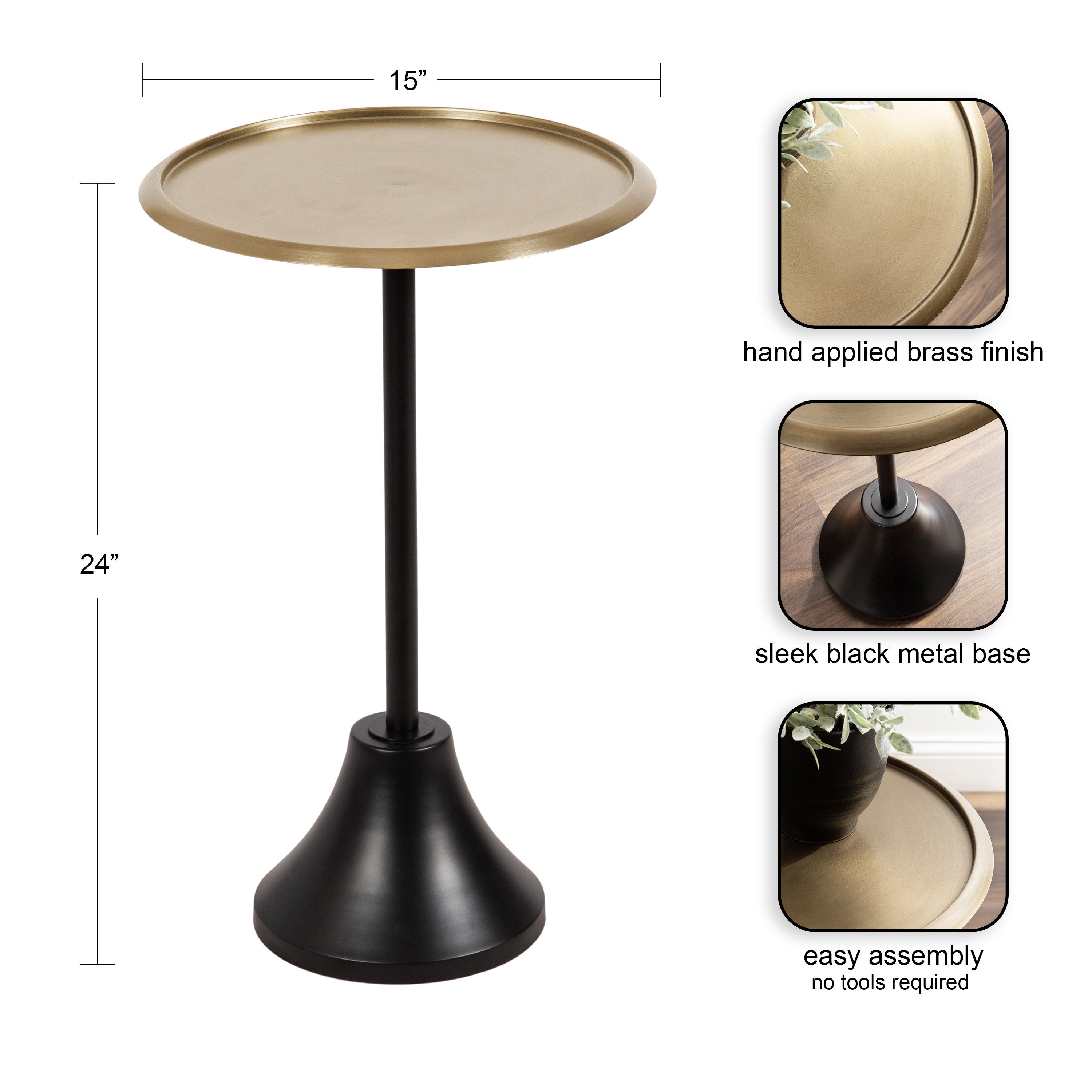 Side Table Gold Black 15x15x24 2