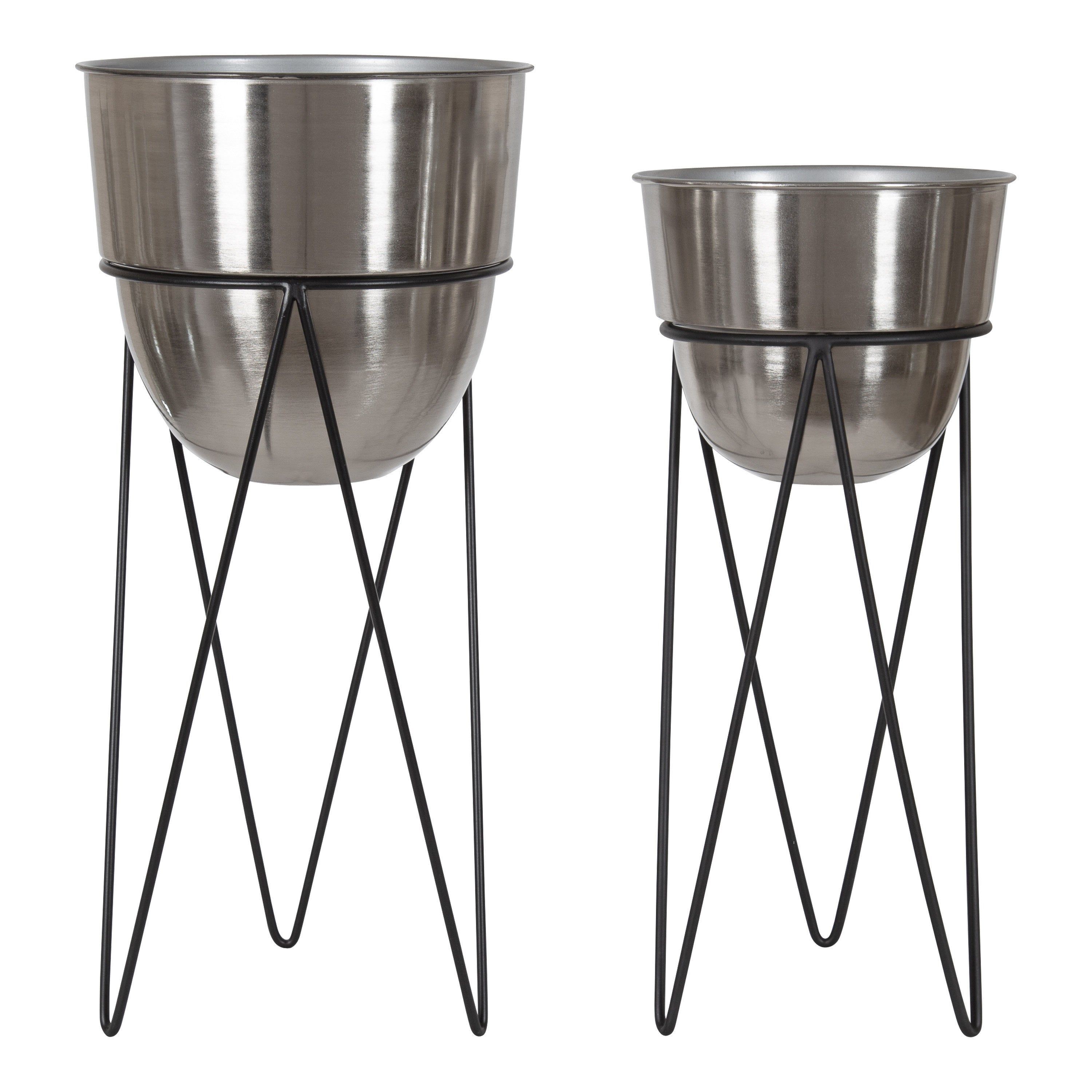 Freestanding Planter Silver Black 2 Piece 1