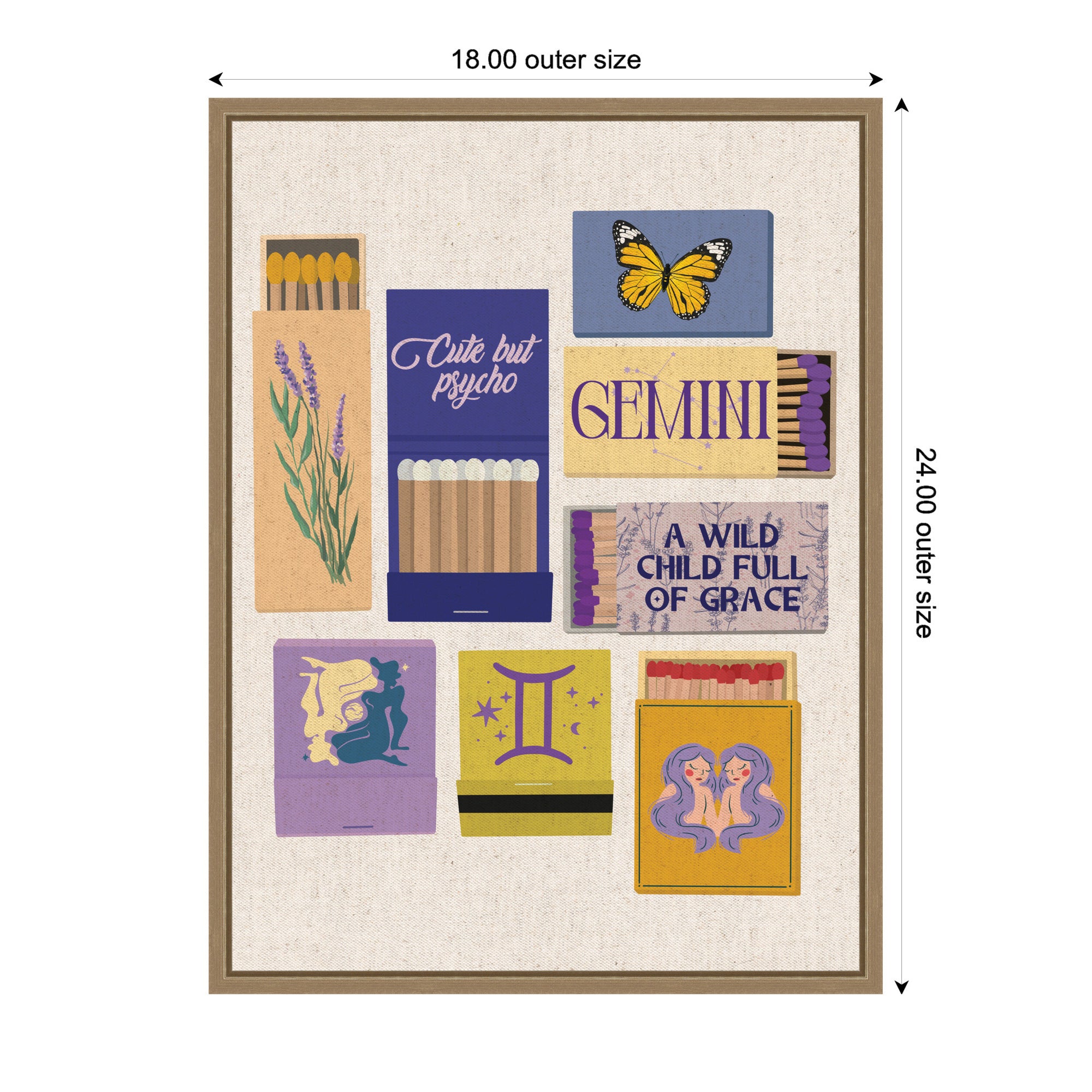Gemini Matchbooks Linen FC by Megan Ryan Framed Canvas Wall Art Print