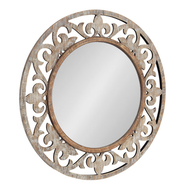 Round Mirror Distressed White 32" Diameter 1