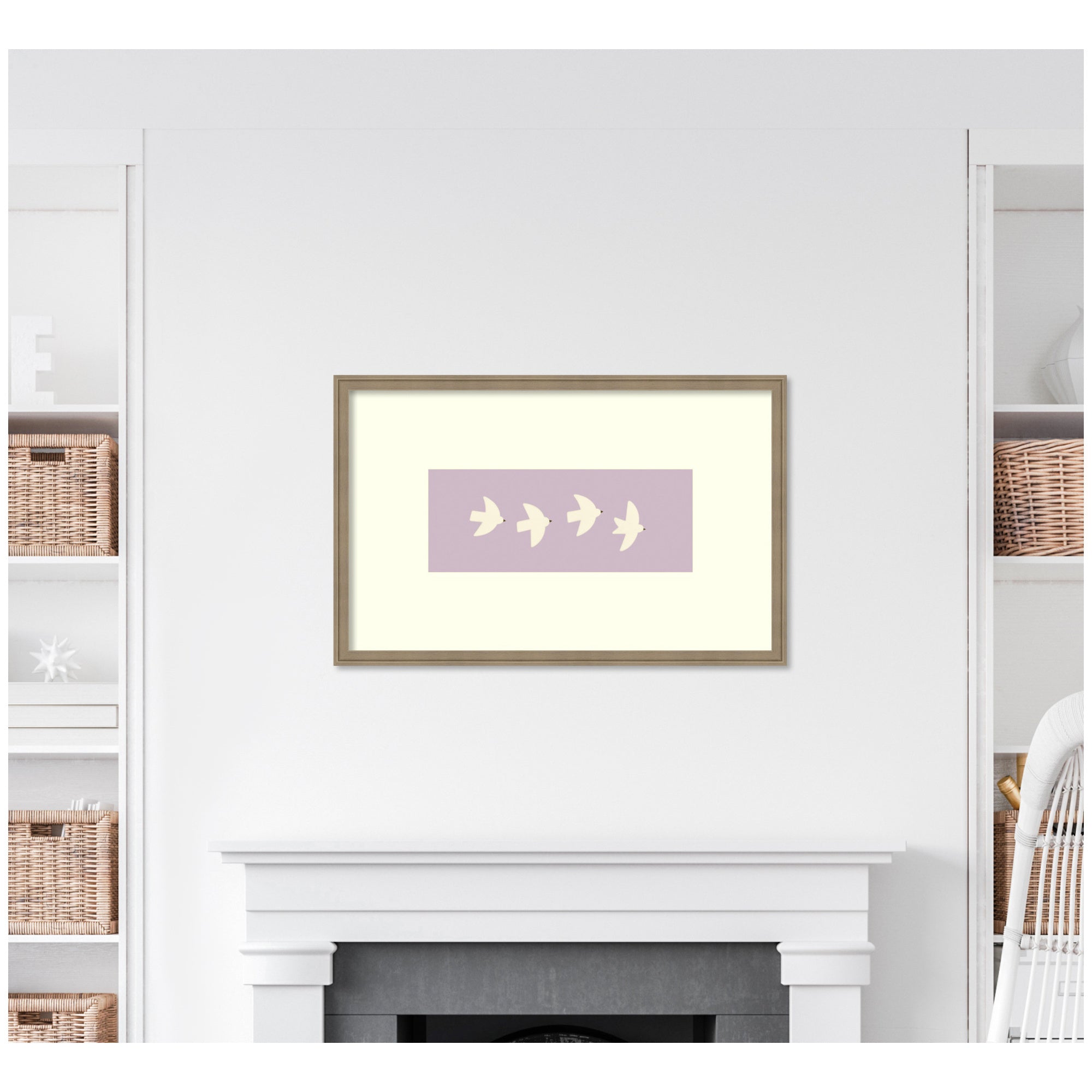 Minimalist Birds Panel 3 Light Purple by Laura Moss Framed Wall Art Print