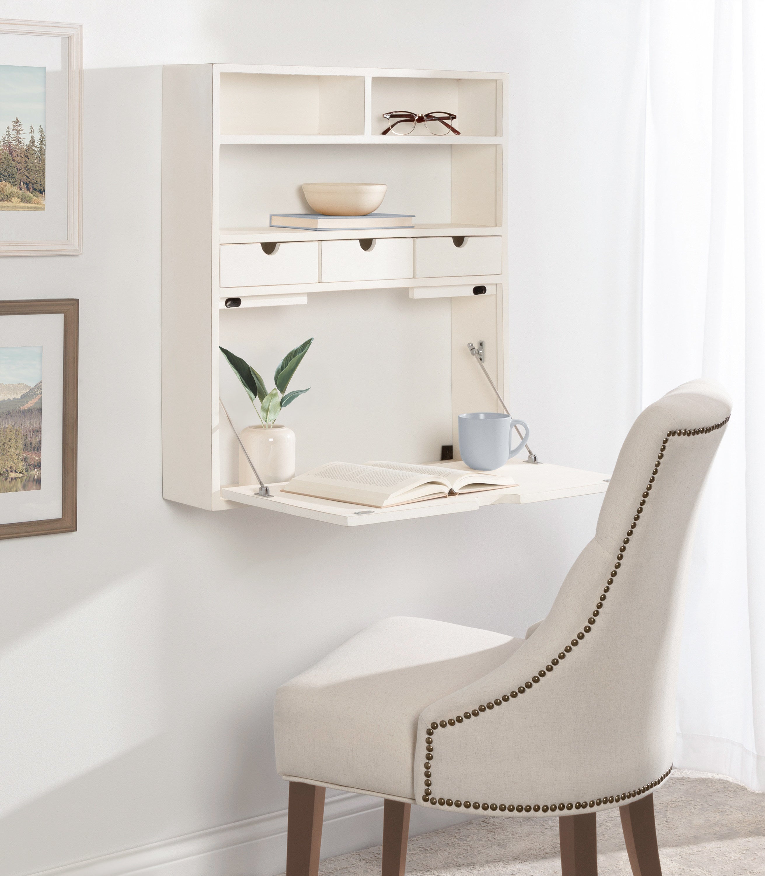 White wall mounted desk sales