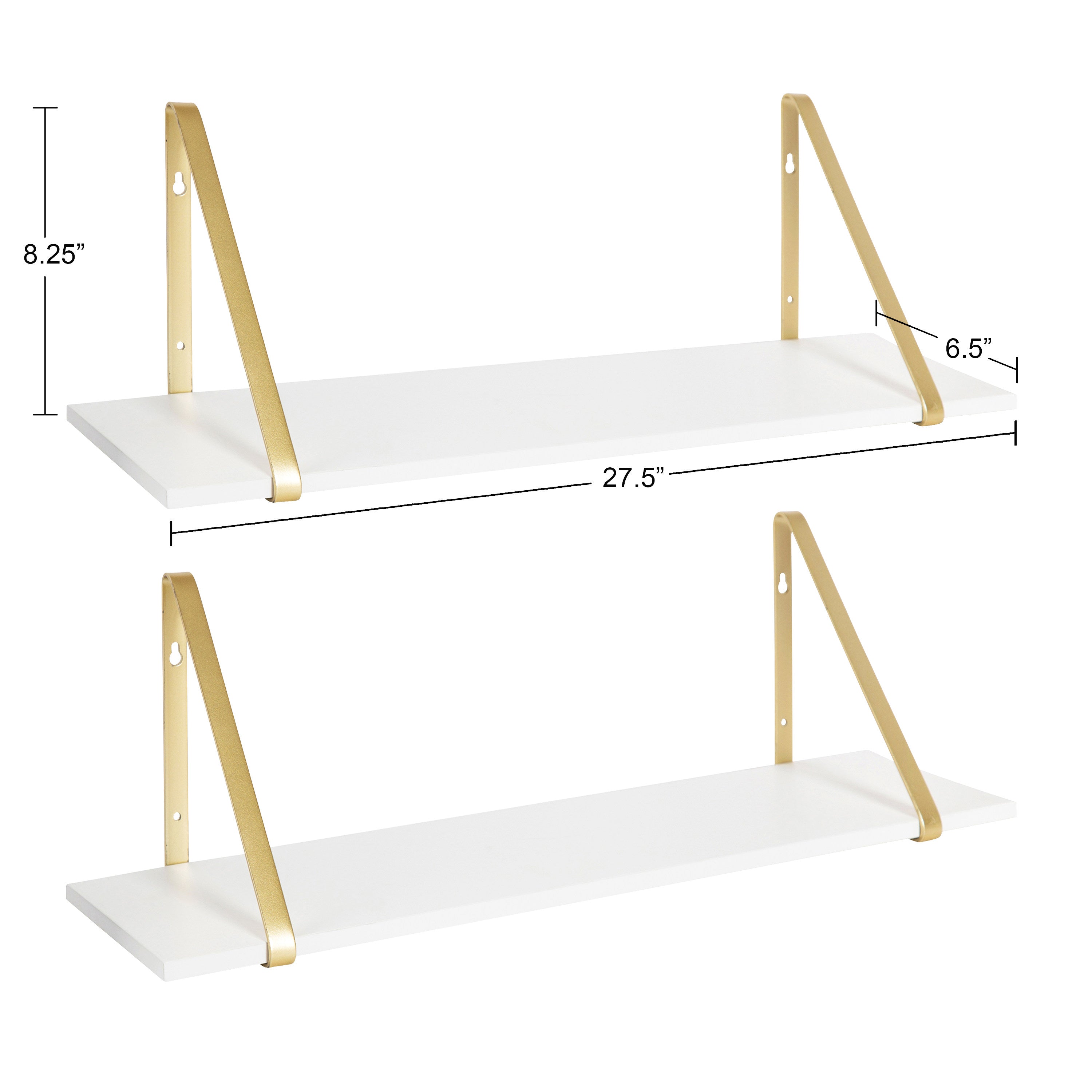 Floating Shelf White Gold 2 Pk-28" 2