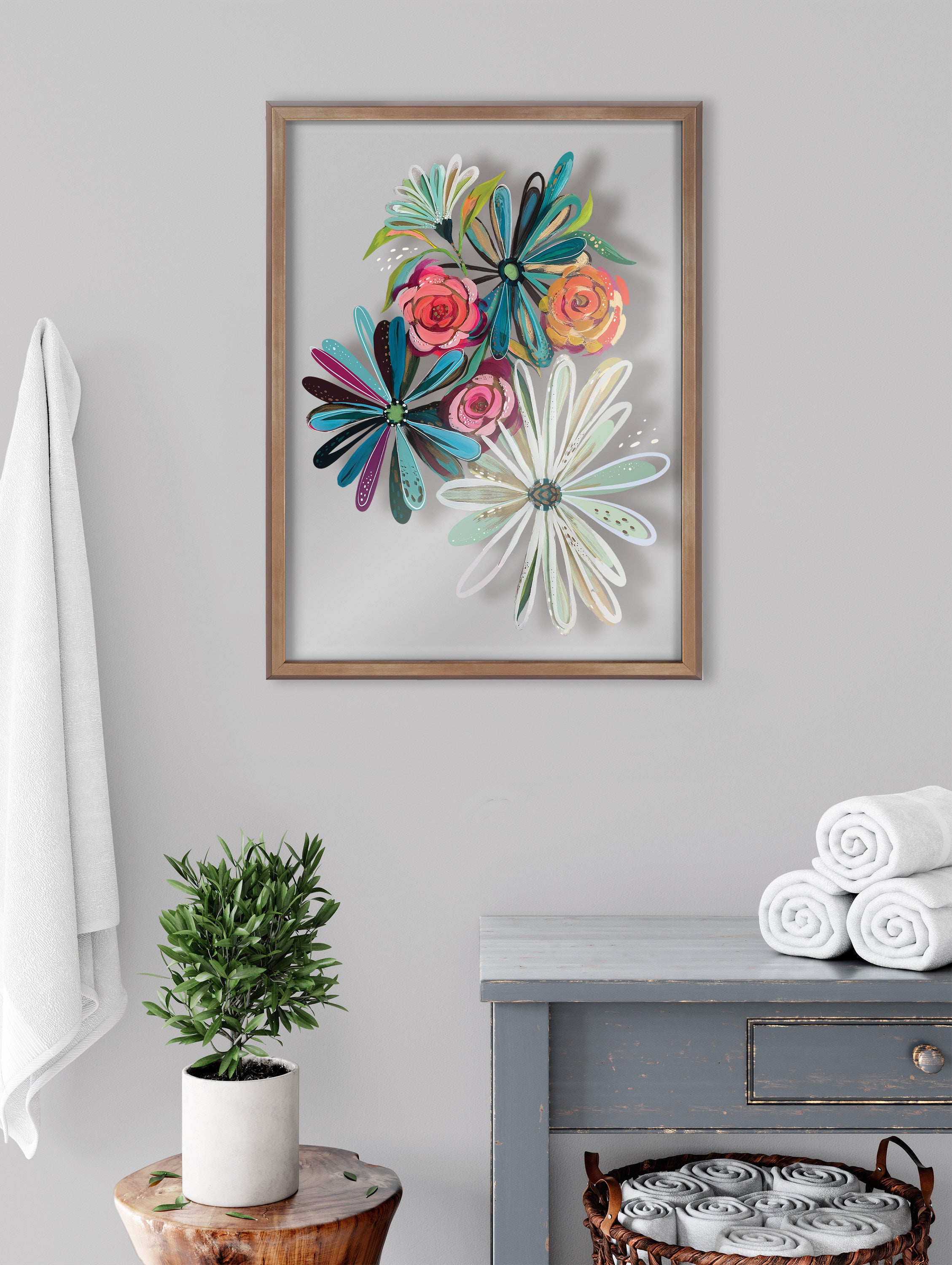 Blake Flowers on Glass 2 Whole Flowers Framed Printed Art by Jessi Raulet of Ettavee