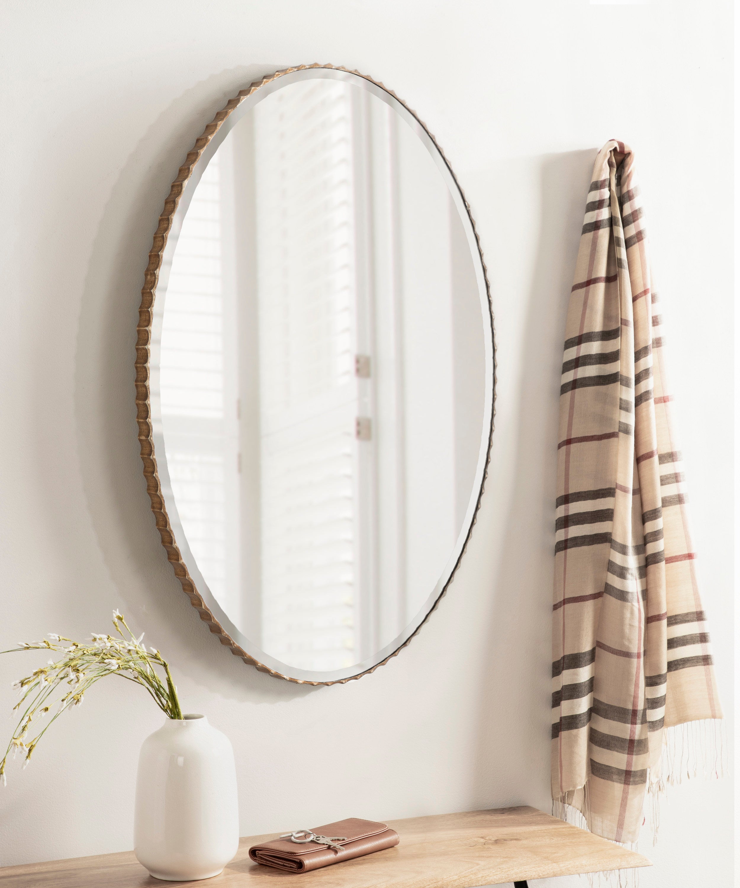 Elmora Fluted Oval Wall Mirror