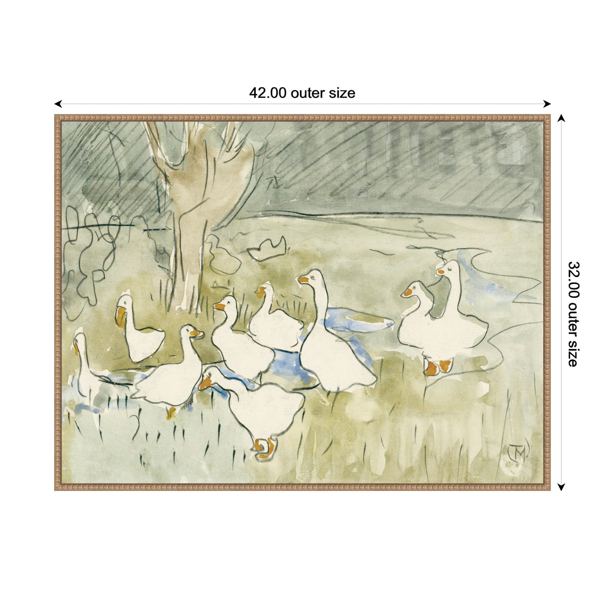 Ducks 1917 Theo van Hoytema by Nostalgia Prints Framed Canvas Wall Art Print