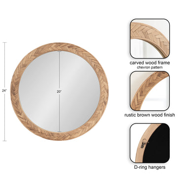 Round Mirror Brown 24x24 2