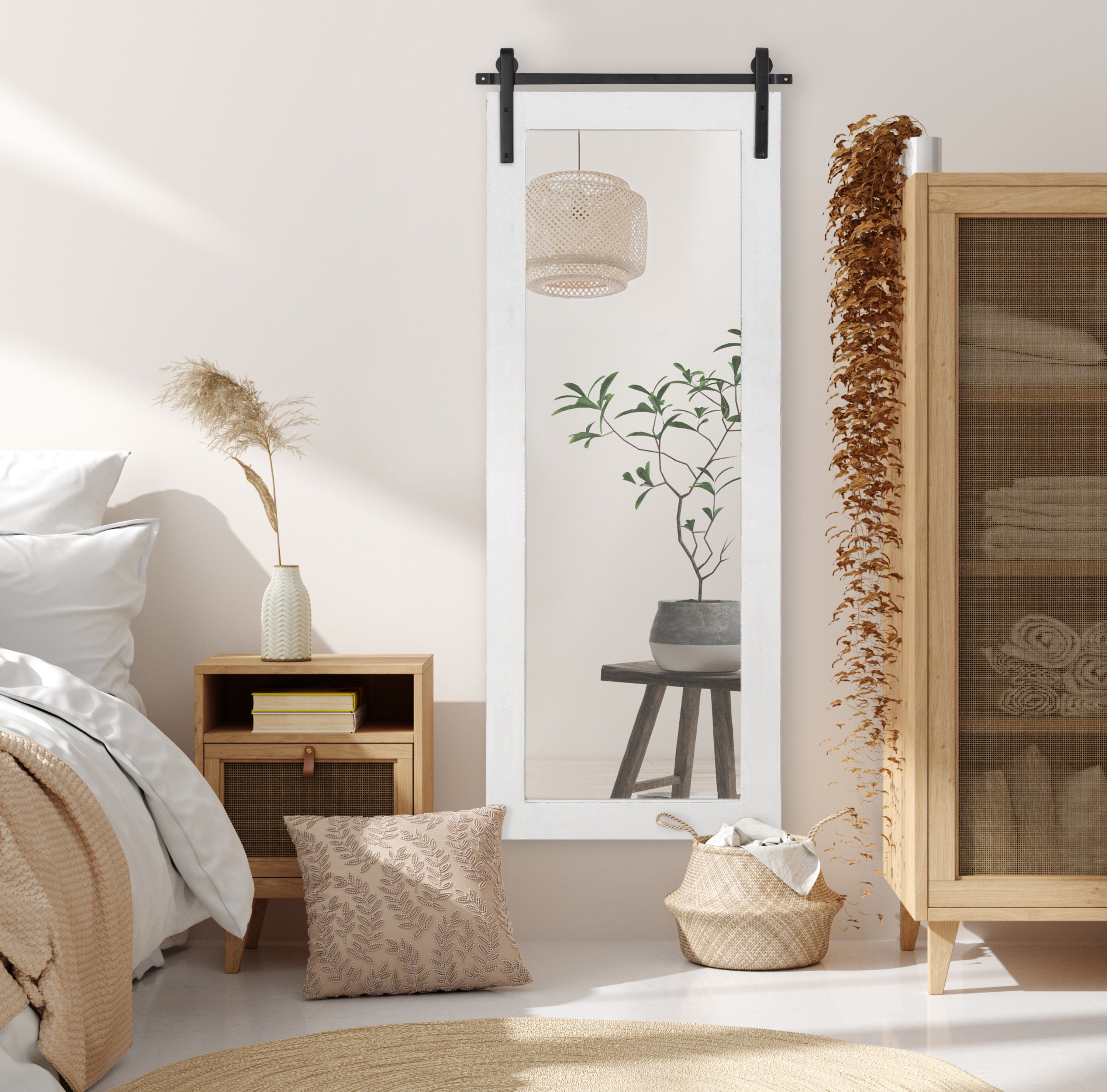 Rectangle Mirror White 18x50 6