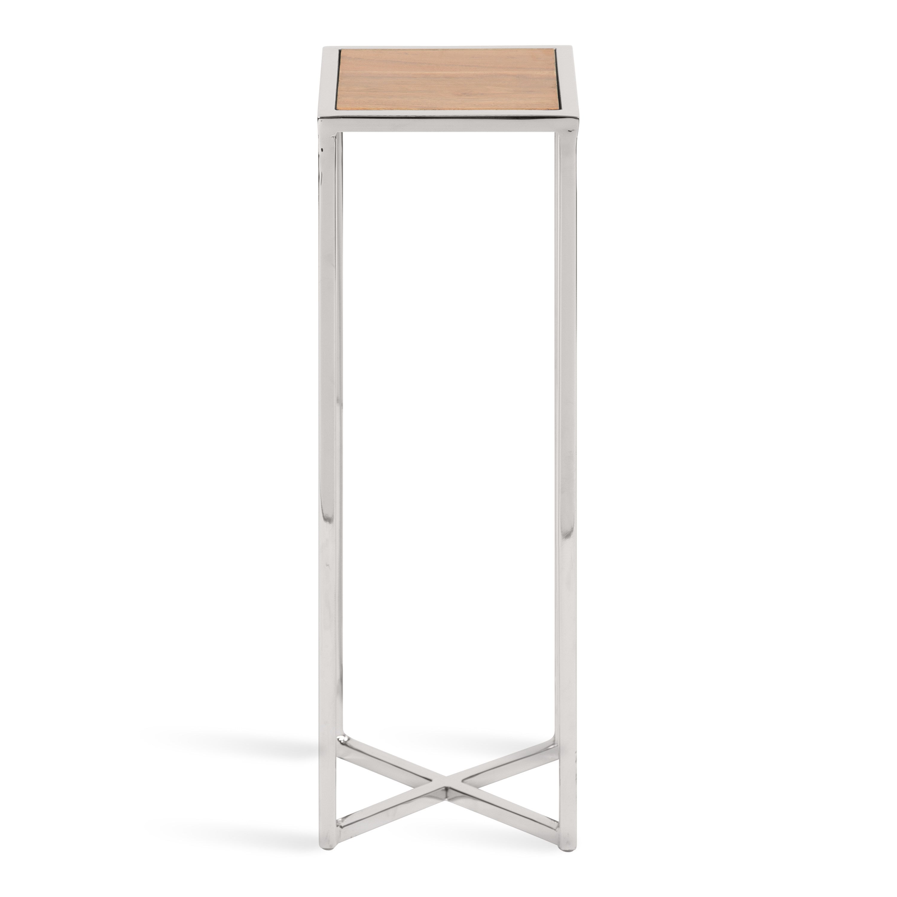 Side Table Rustic Brown Silver 7x7x21 3