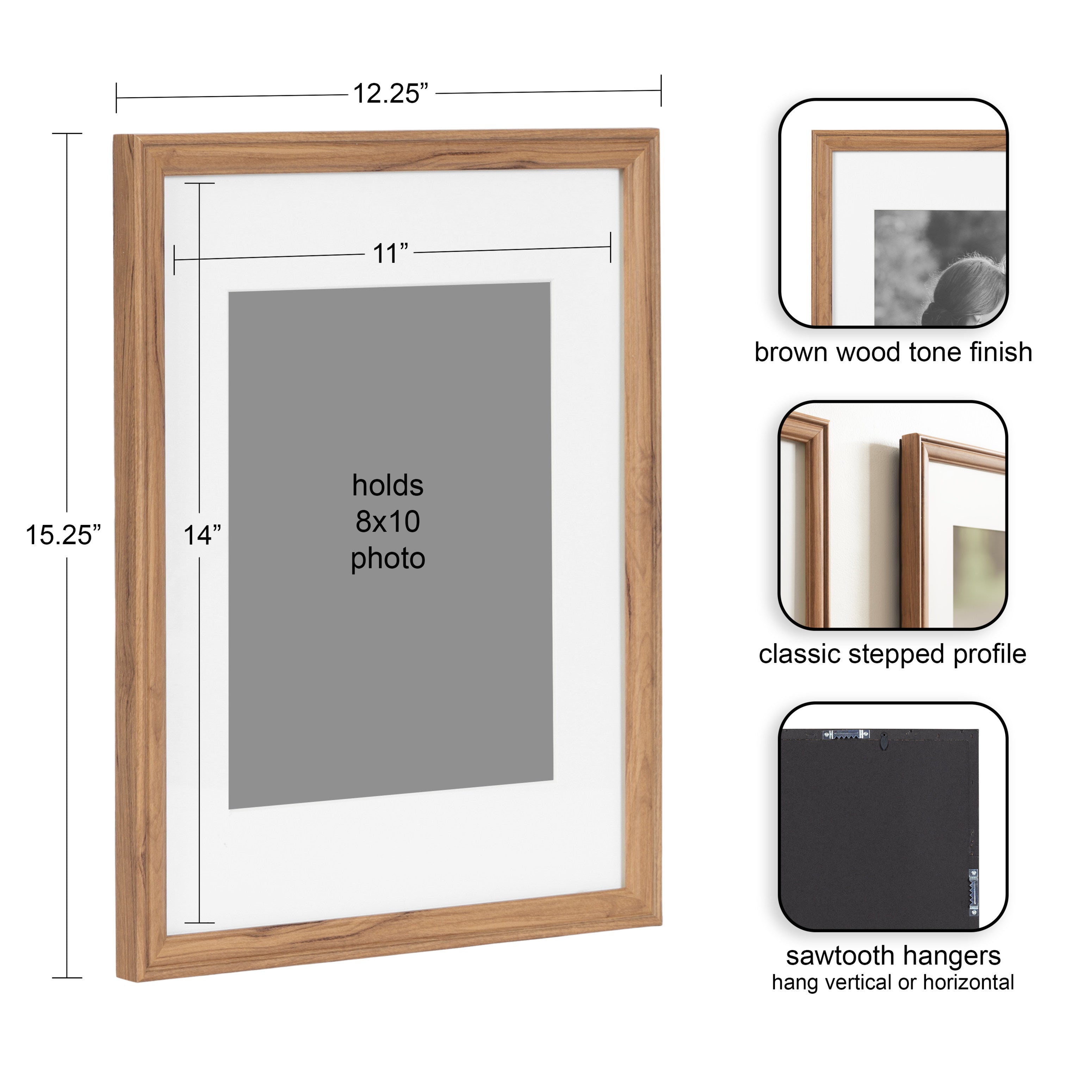 Wall Frame Brown 11x14 matted to 8x10 2
