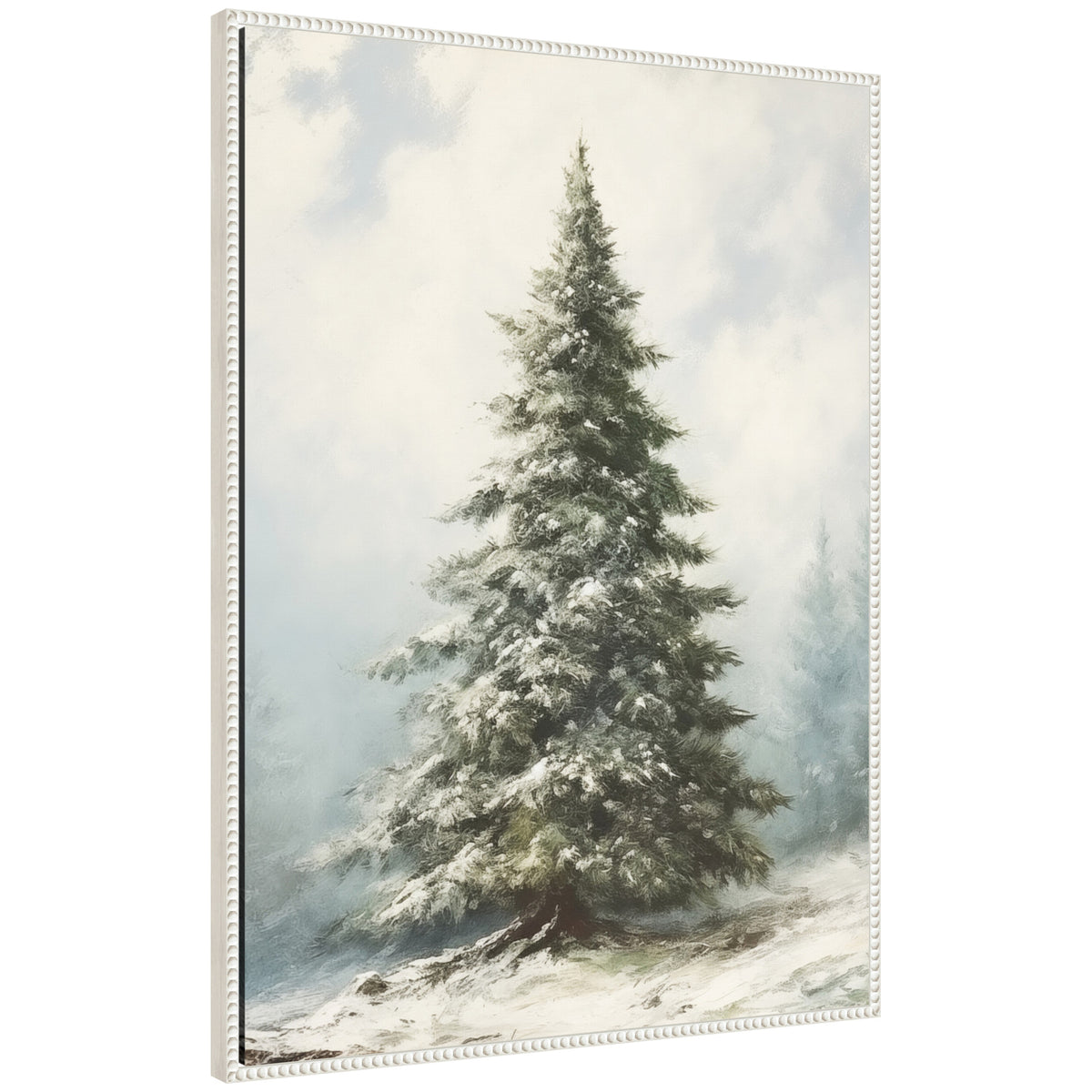Sylvie Beaded Snow Covered Evergreen Fir Tree Framed Canvas by The ...
