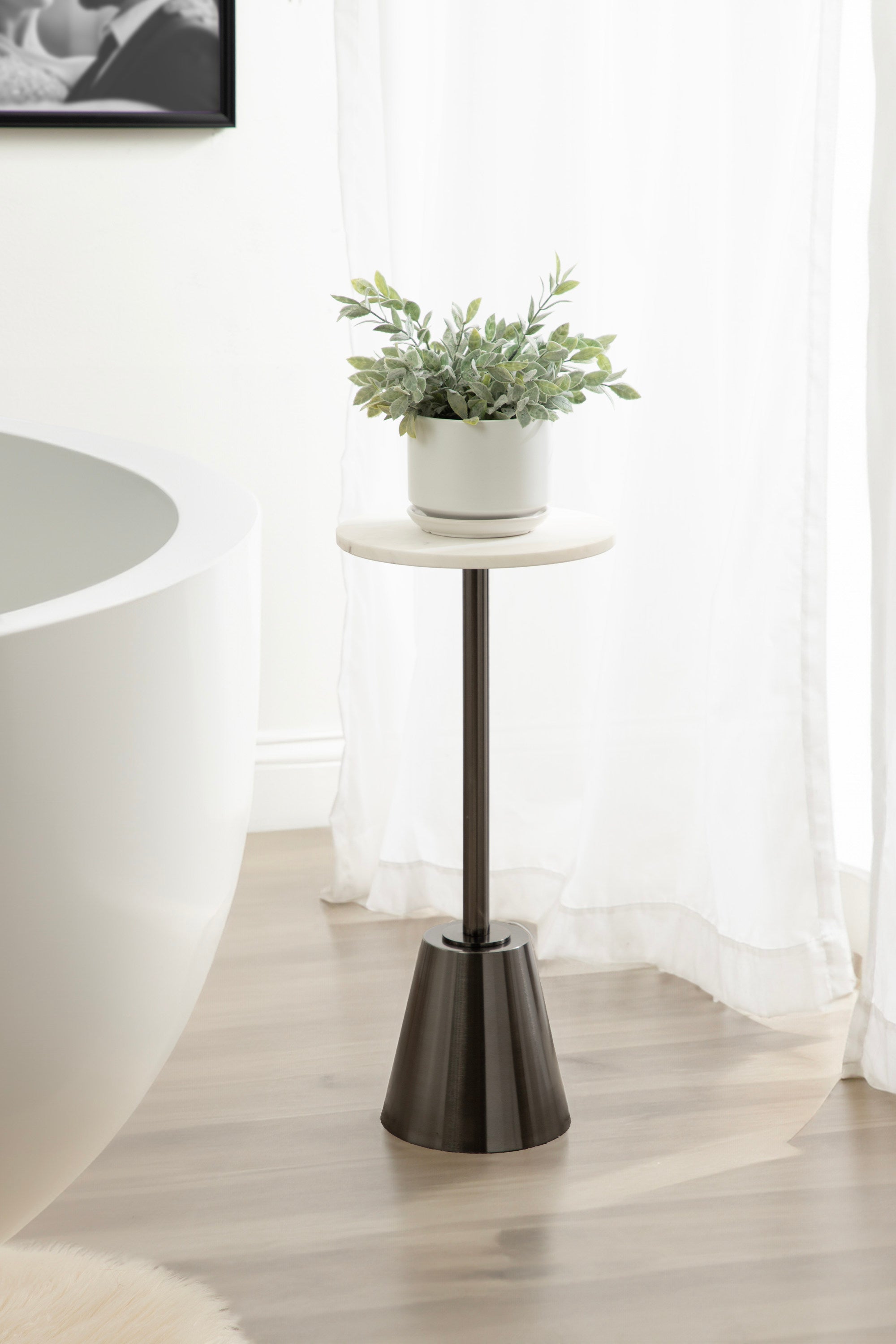 Side Table White Pewter 10x10x22 7