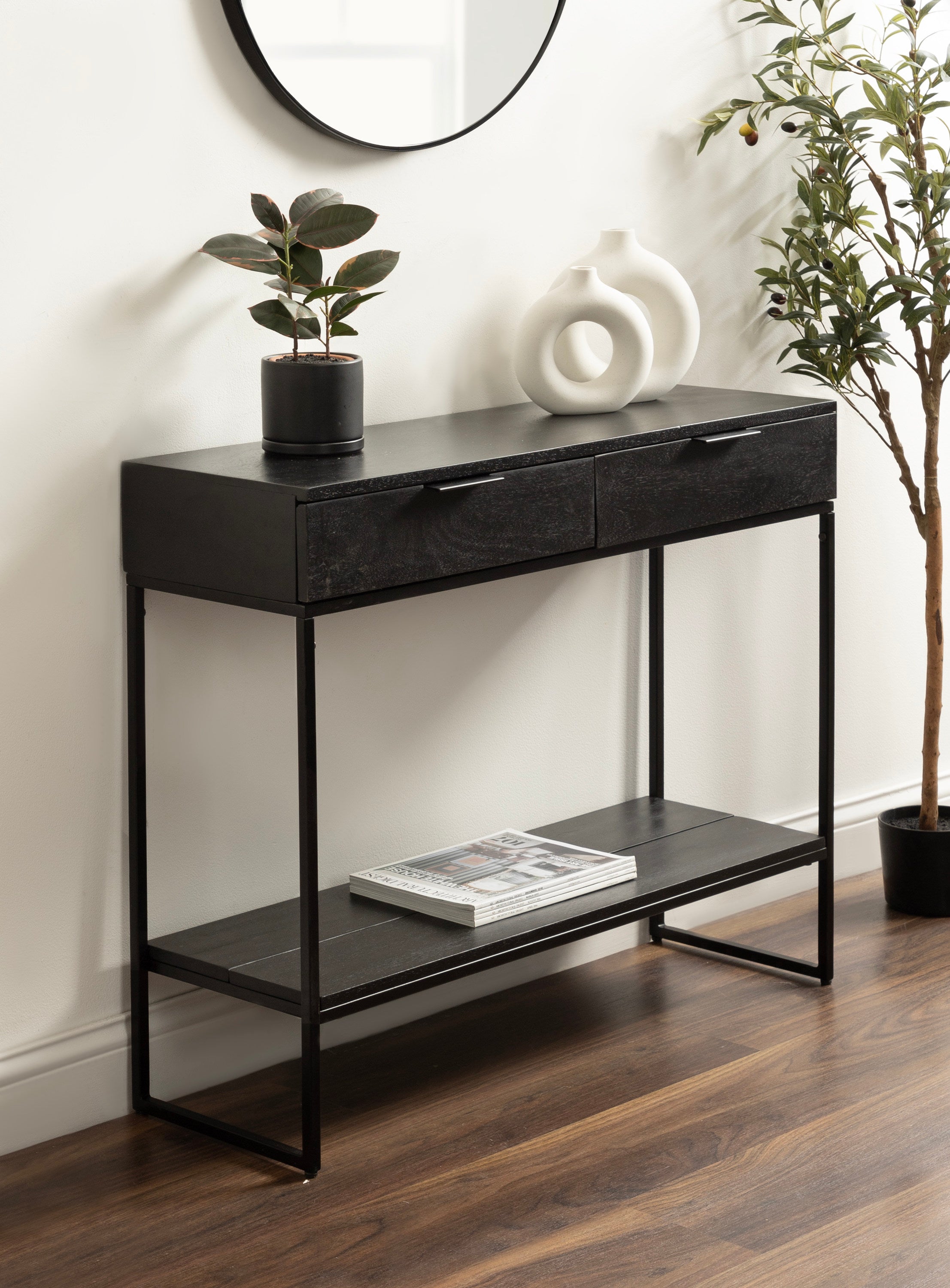Console Table Black 36x13x31 7