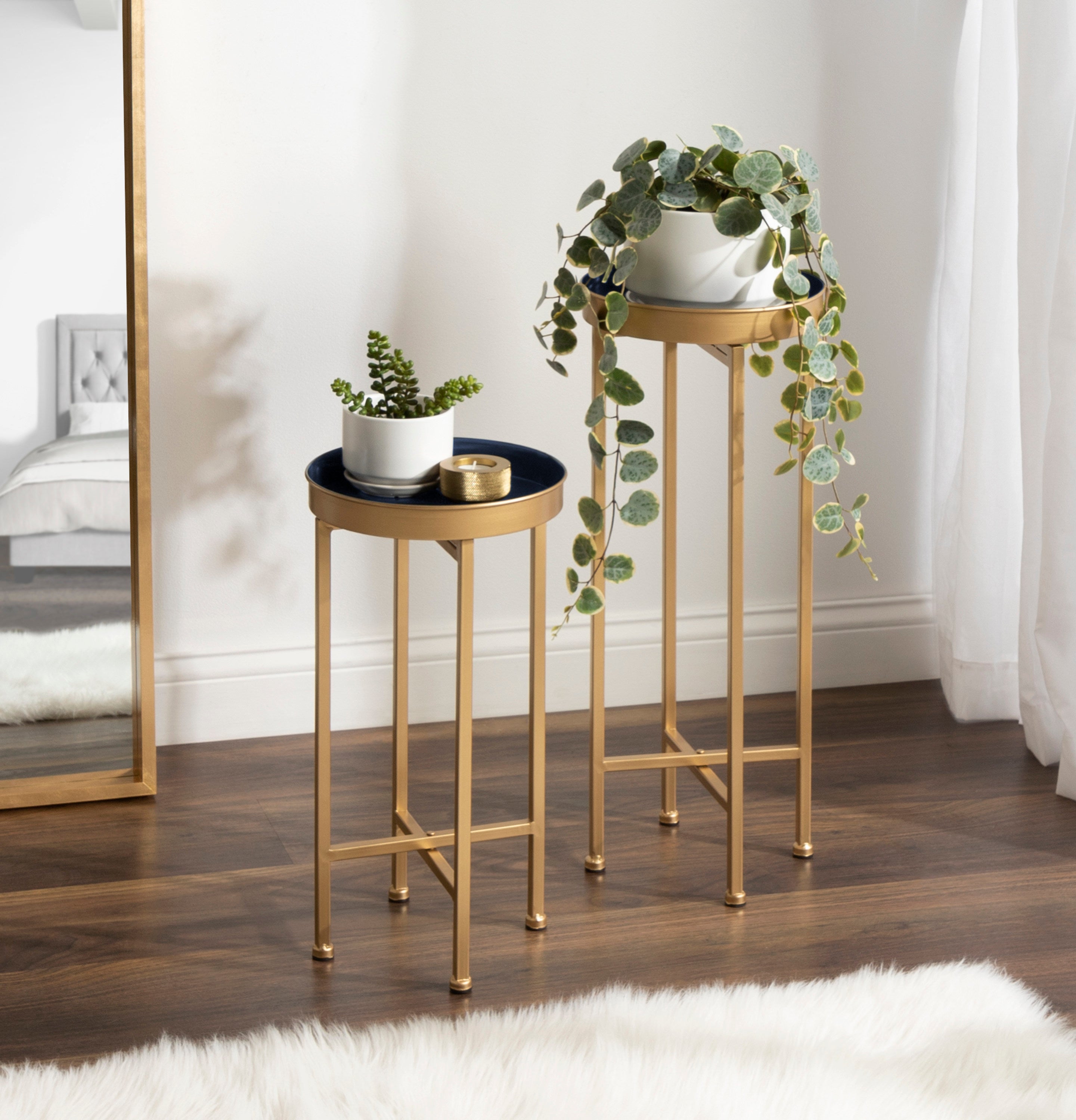 Nesting Table Navy Blue Gold 2 Piece 6