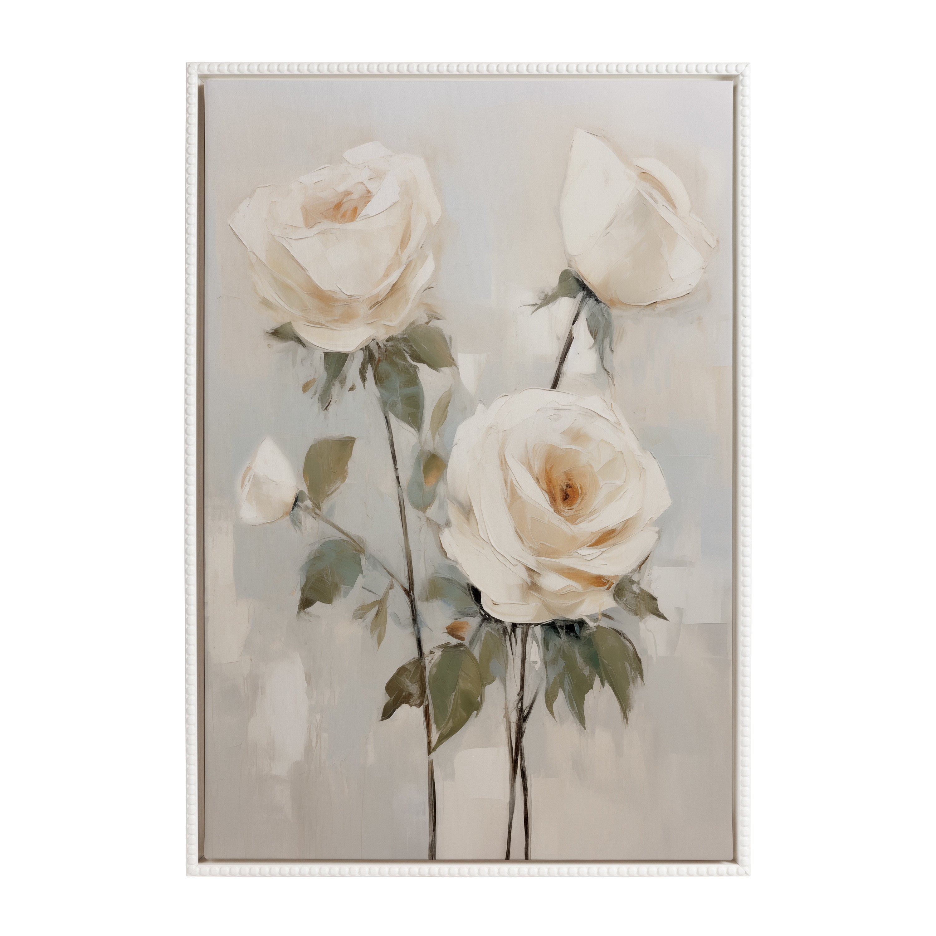 Framed Canvas 23x33 Sylvie Beaded White 2
