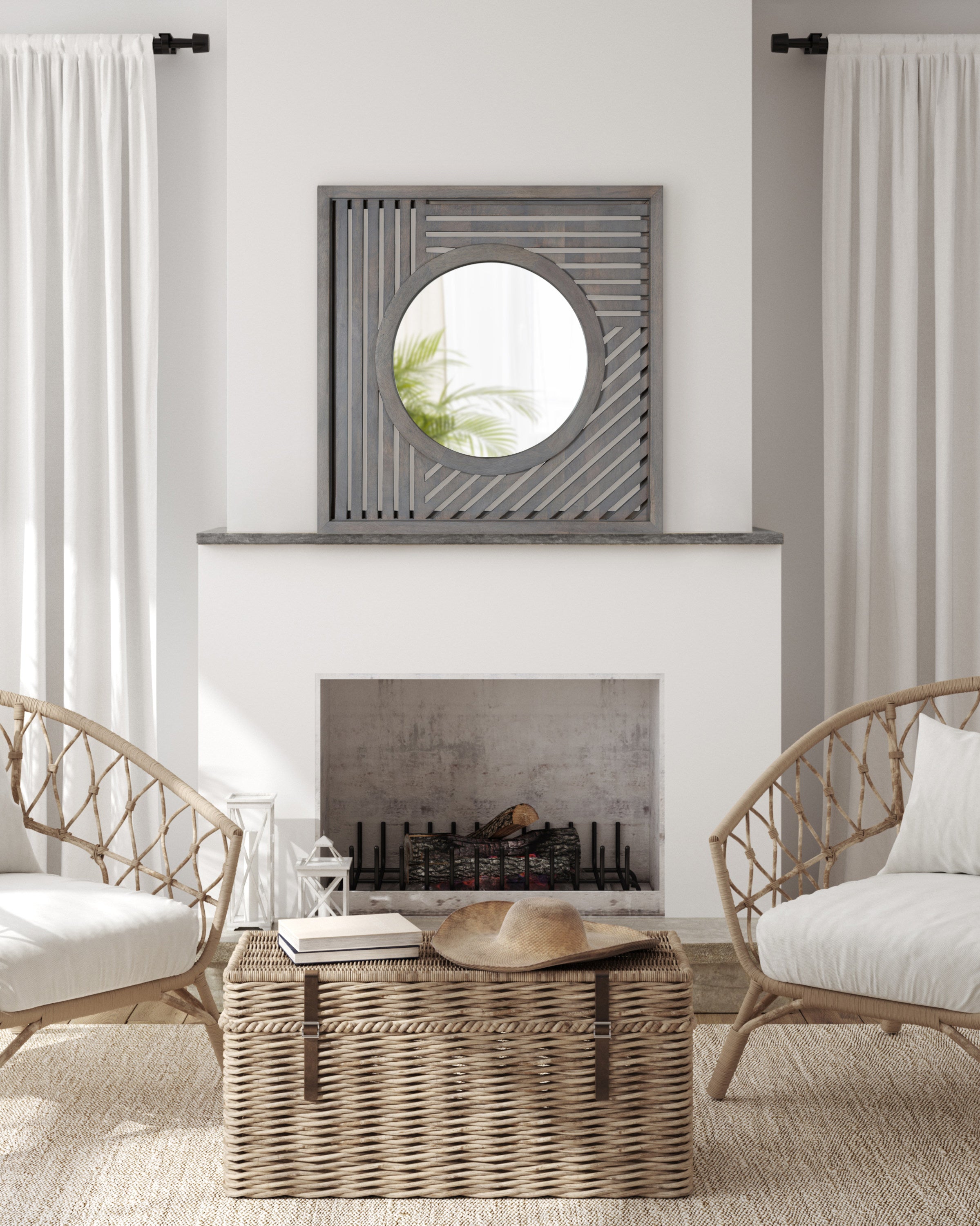 Square Mirror Gray 30x30 6