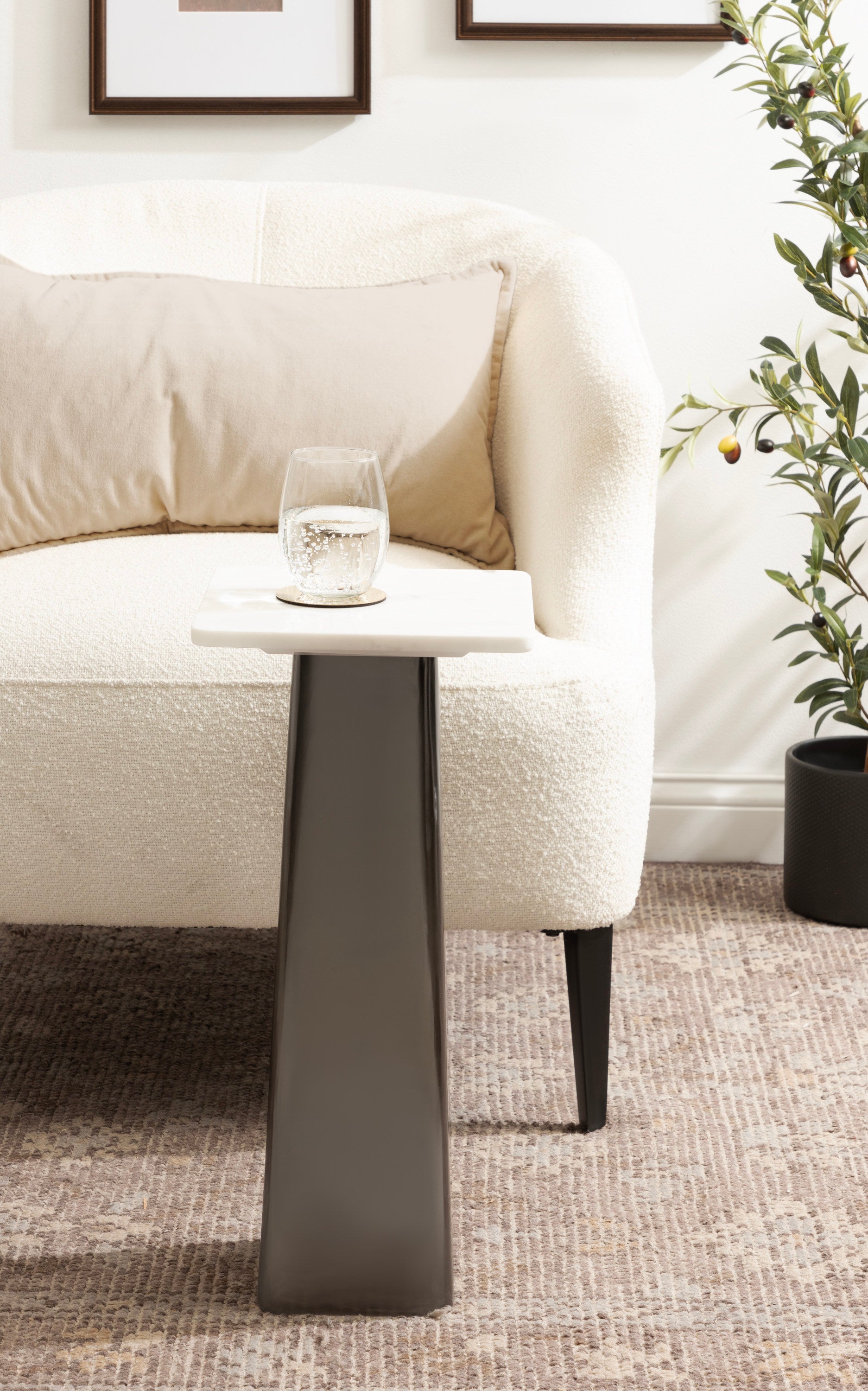 Drink Table 10x10x22 White Pewter 7