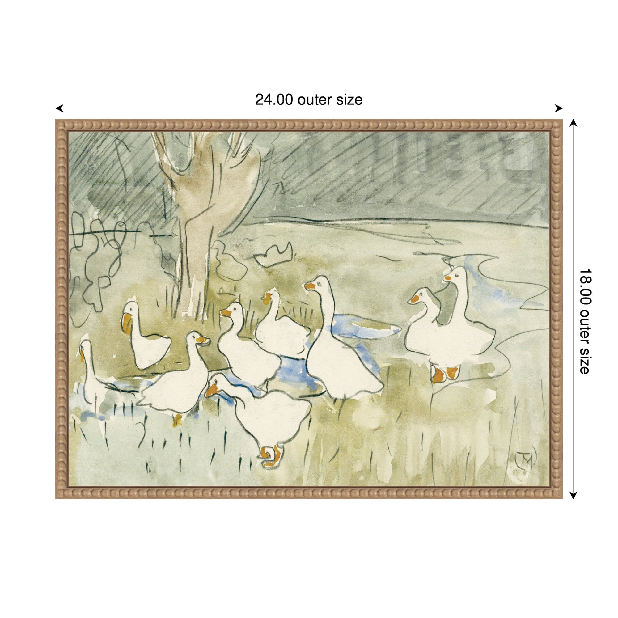 Ducks 1917 Theo van Hoytema by Nostalgia Prints Framed Canvas Wall Art Print