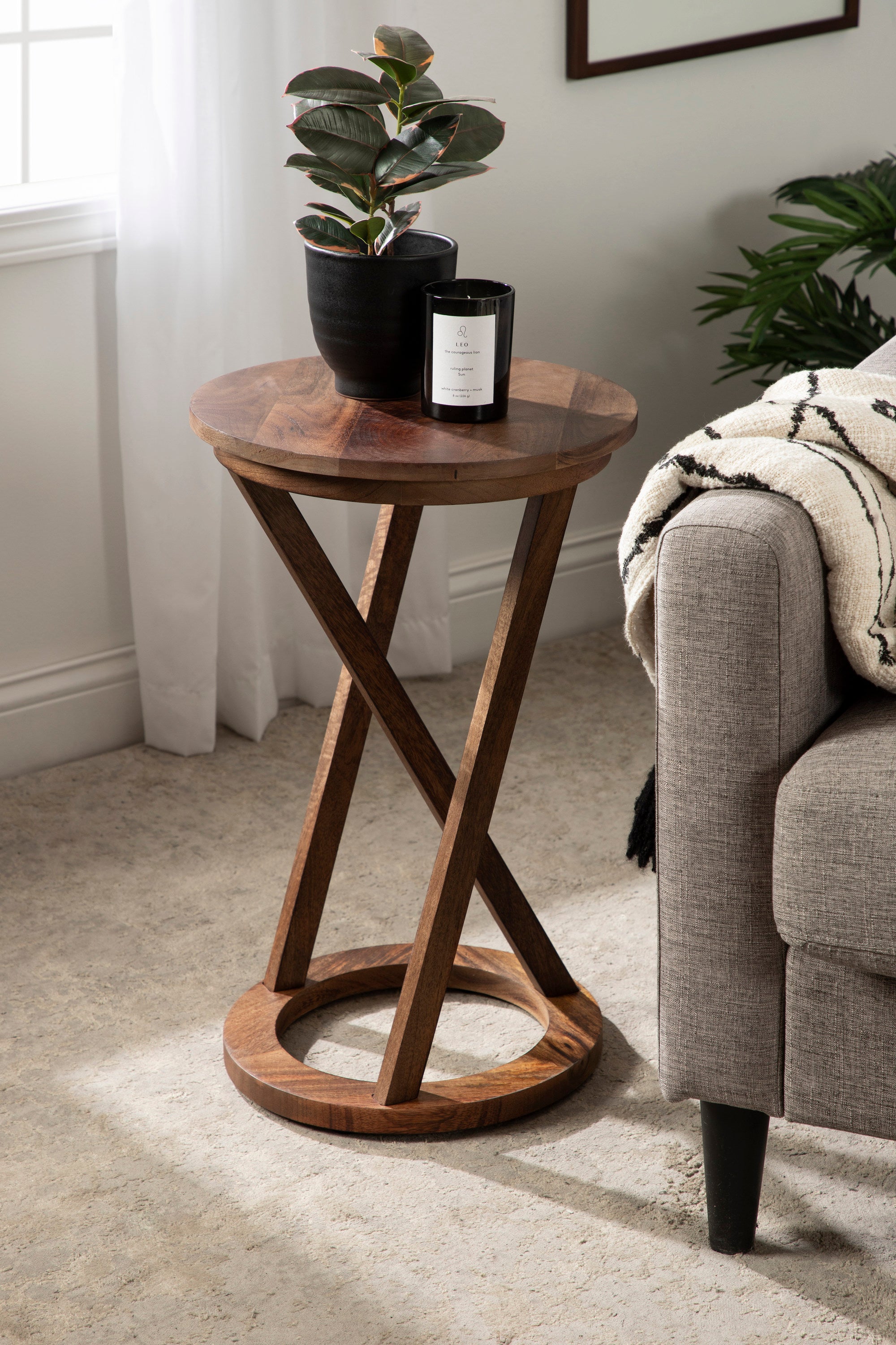 Side Table 15x15x23 Walnut Brown 7
