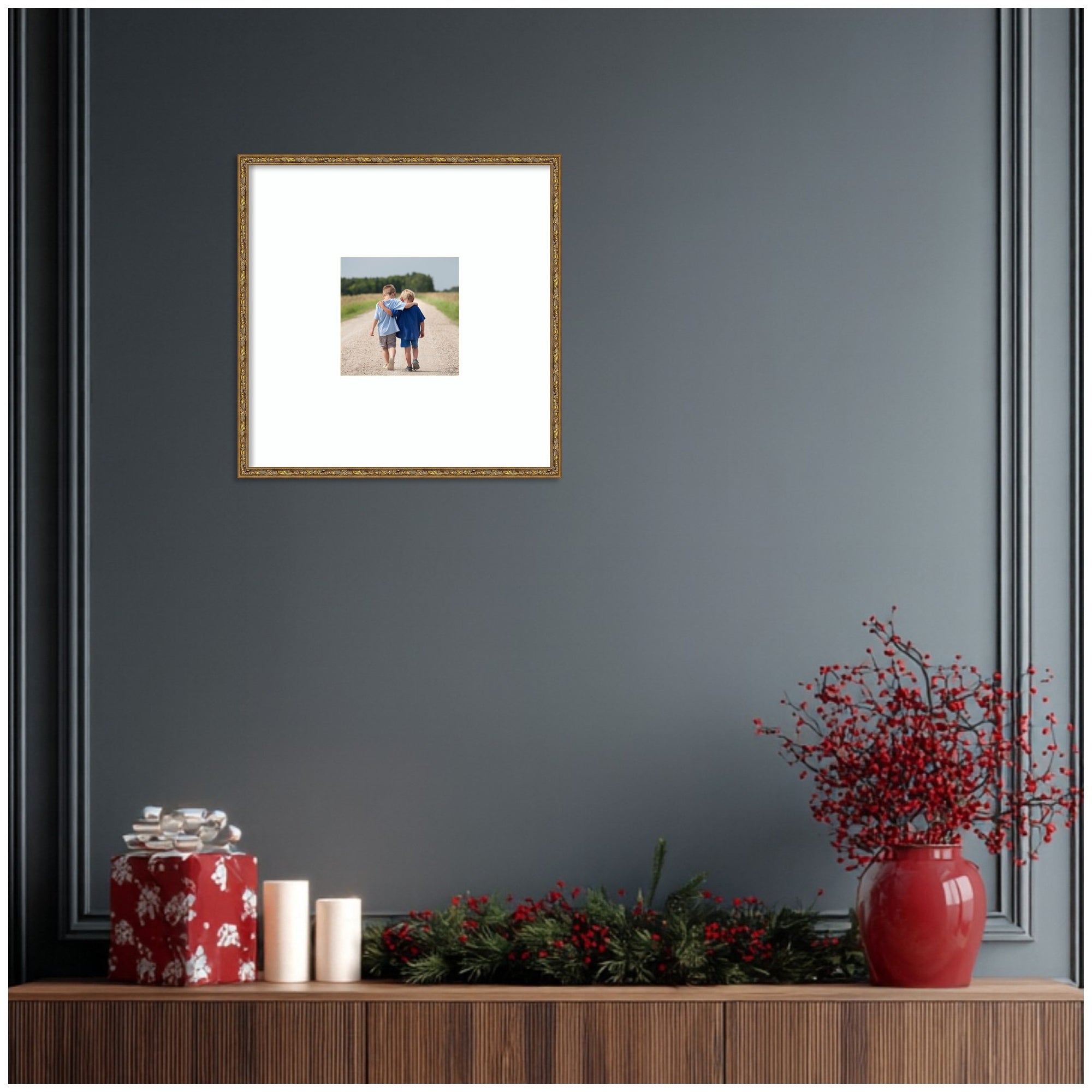 Wall Frame Belvedere Bronze 20x20 matted to 8x8 6