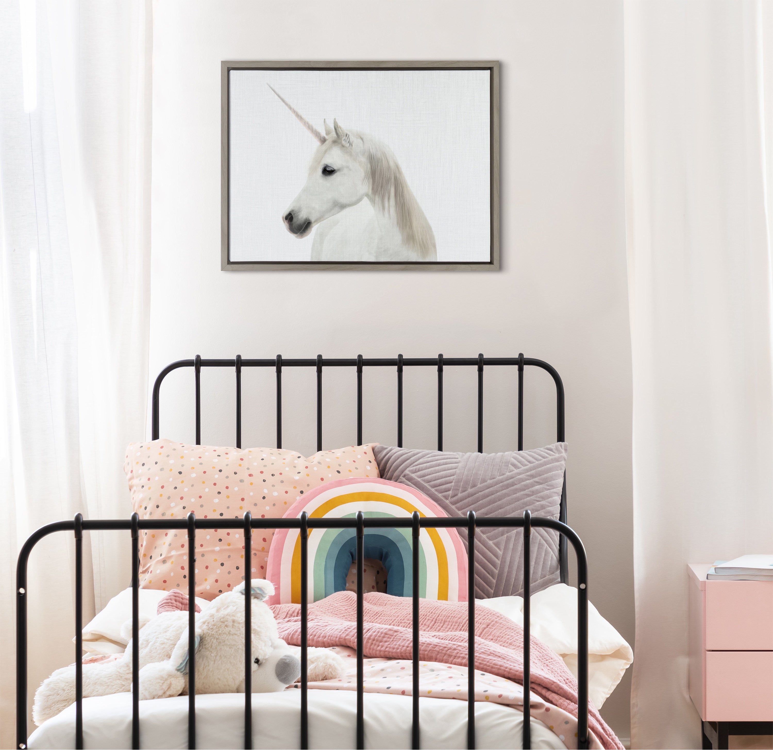 Sylvie Unicorn Framed Canvas by Simon Te of Tai Prints