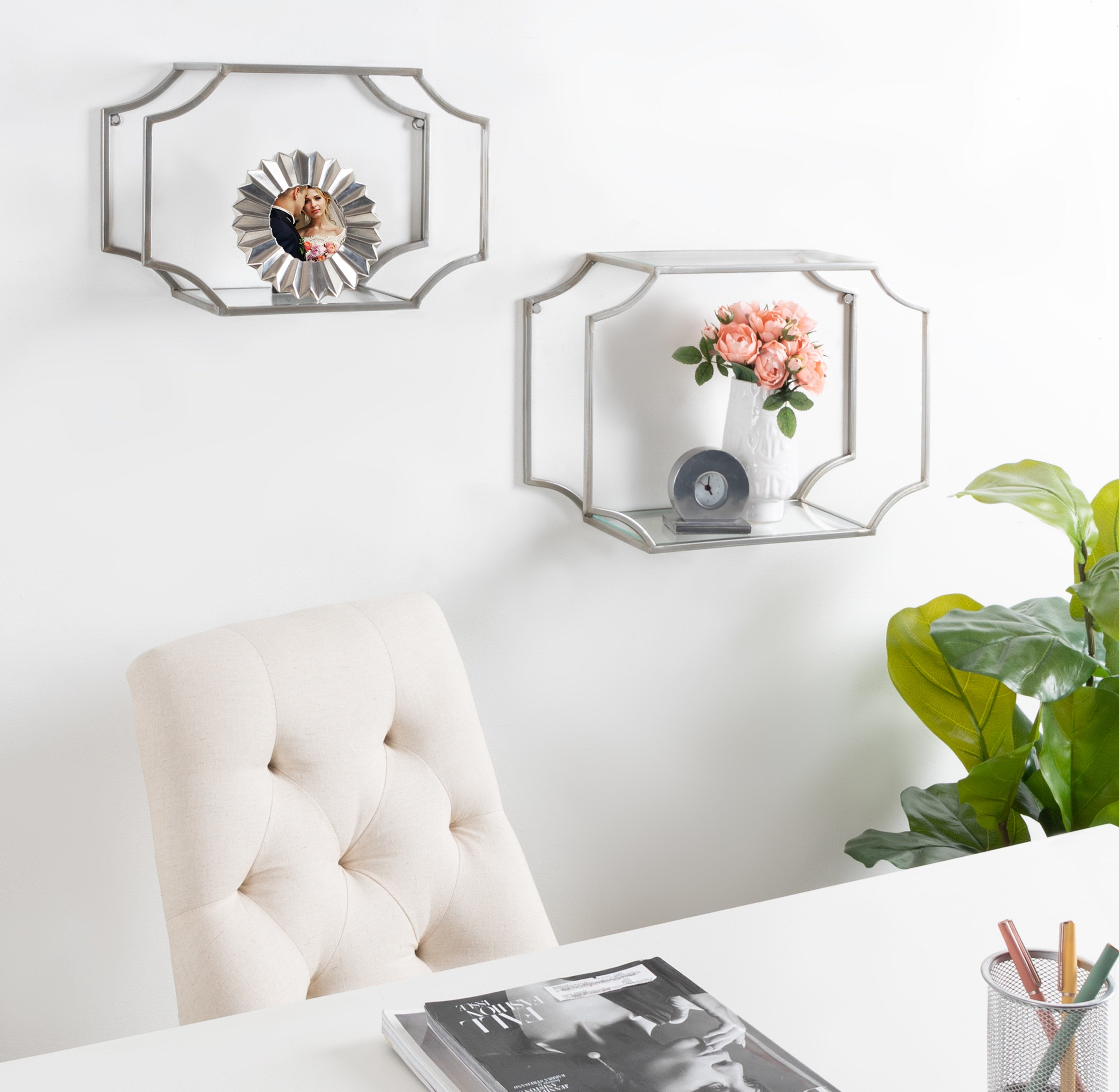 Accent Shelf Silver 2 Piece 18 inch 6