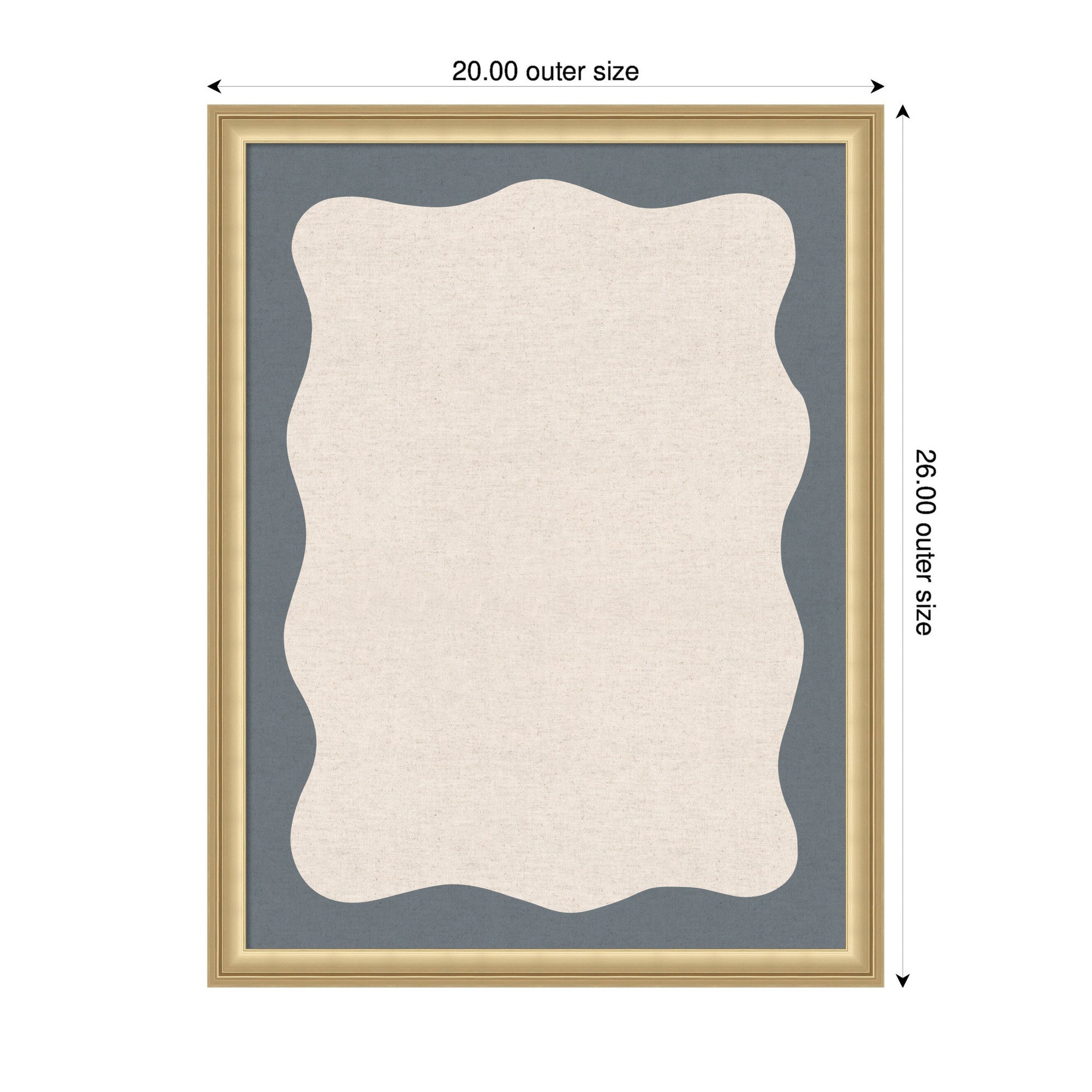 Framed Fabric Pinboard Wavy Linen and Smokey Blue Wall Organization