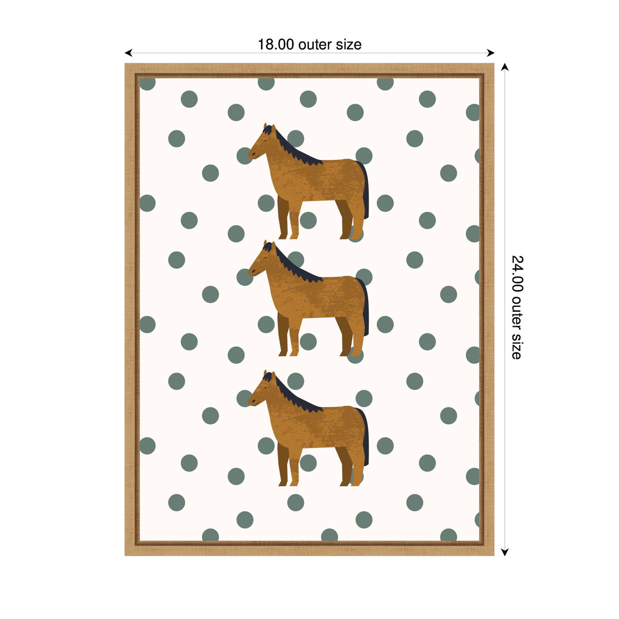 Horses with Dot Background by Laura Moss Framed Canvas Wall Art Print