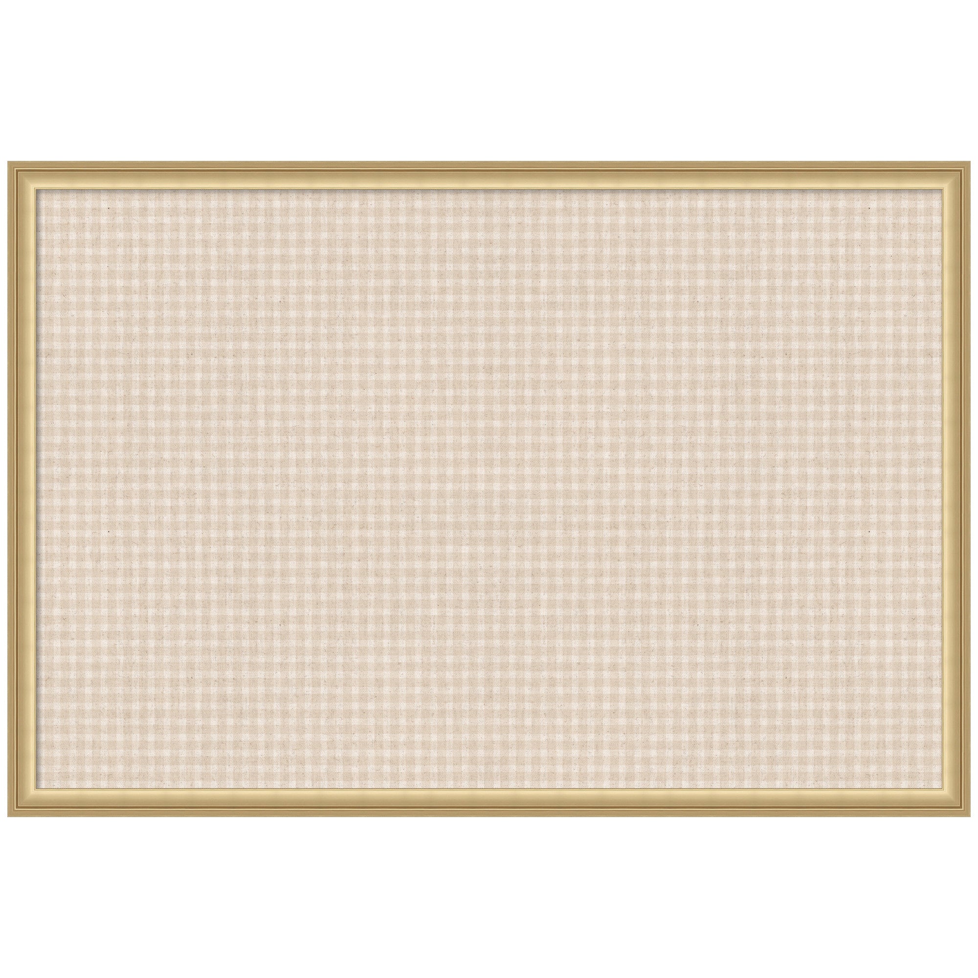 Framed Fabric Pinboard Mini Gingham Neutral Linen Wall Organization