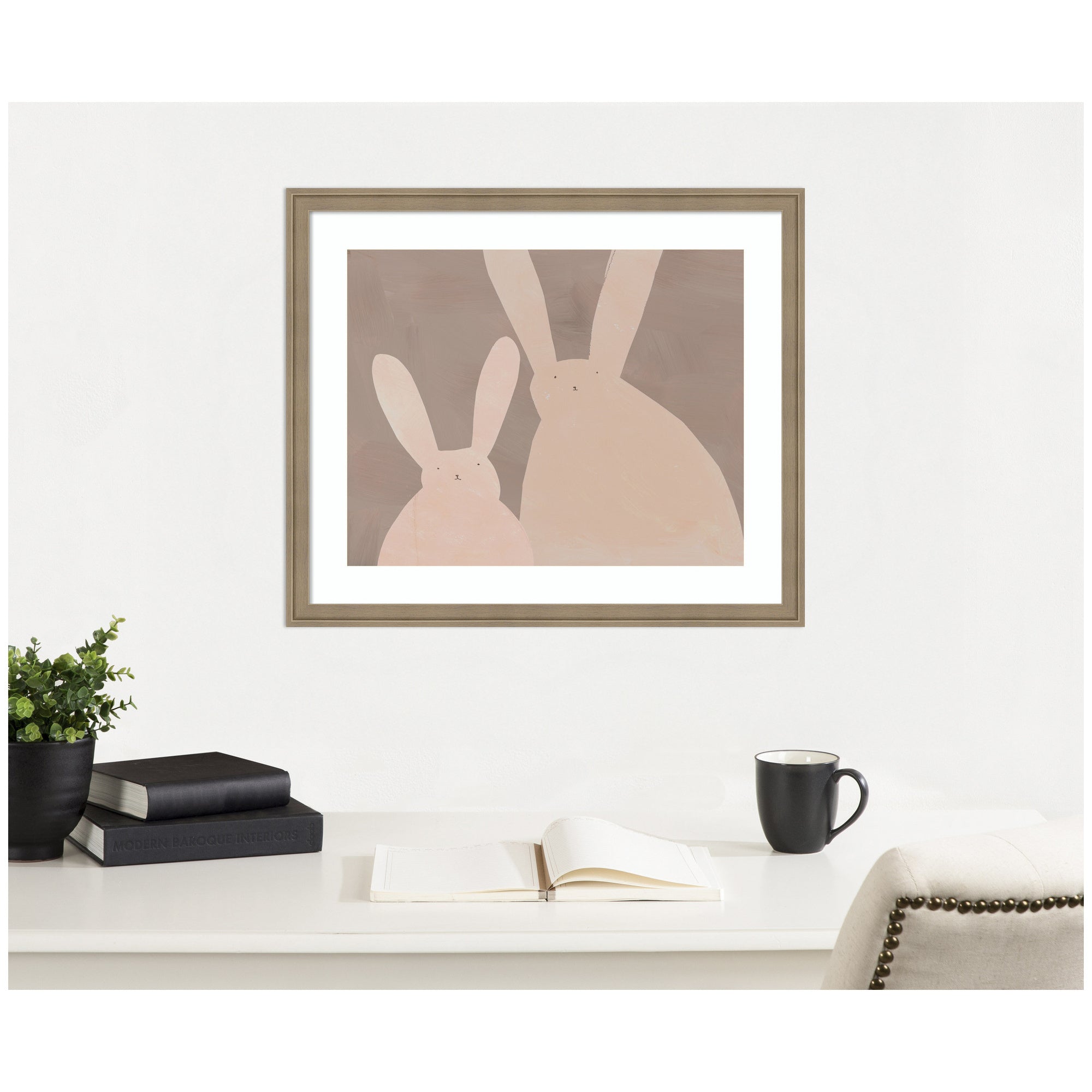 Bunny Mama and Baby by Alicia Abla Framed Wall Art Print