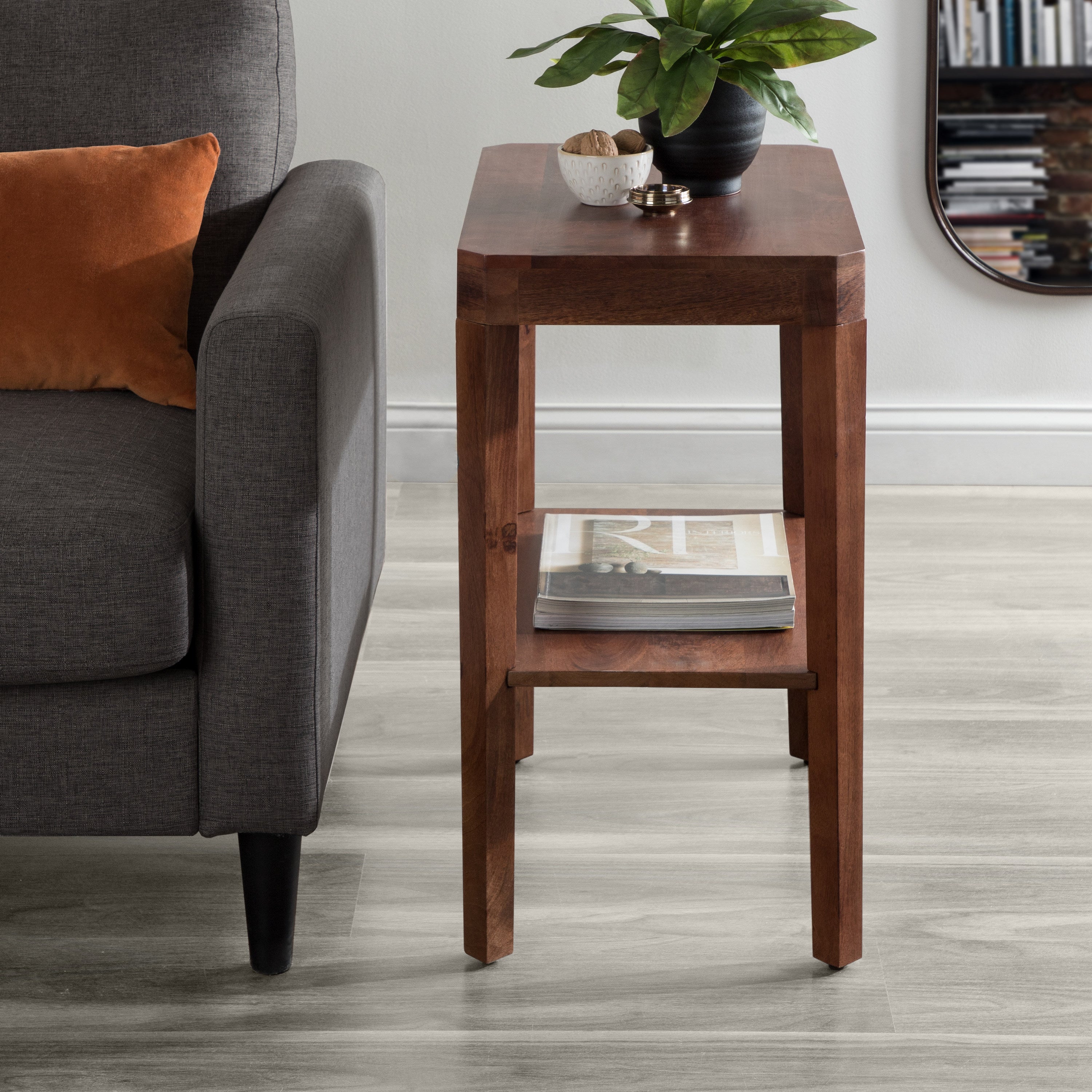 Side Table Walnut Brown 22x14x26 7