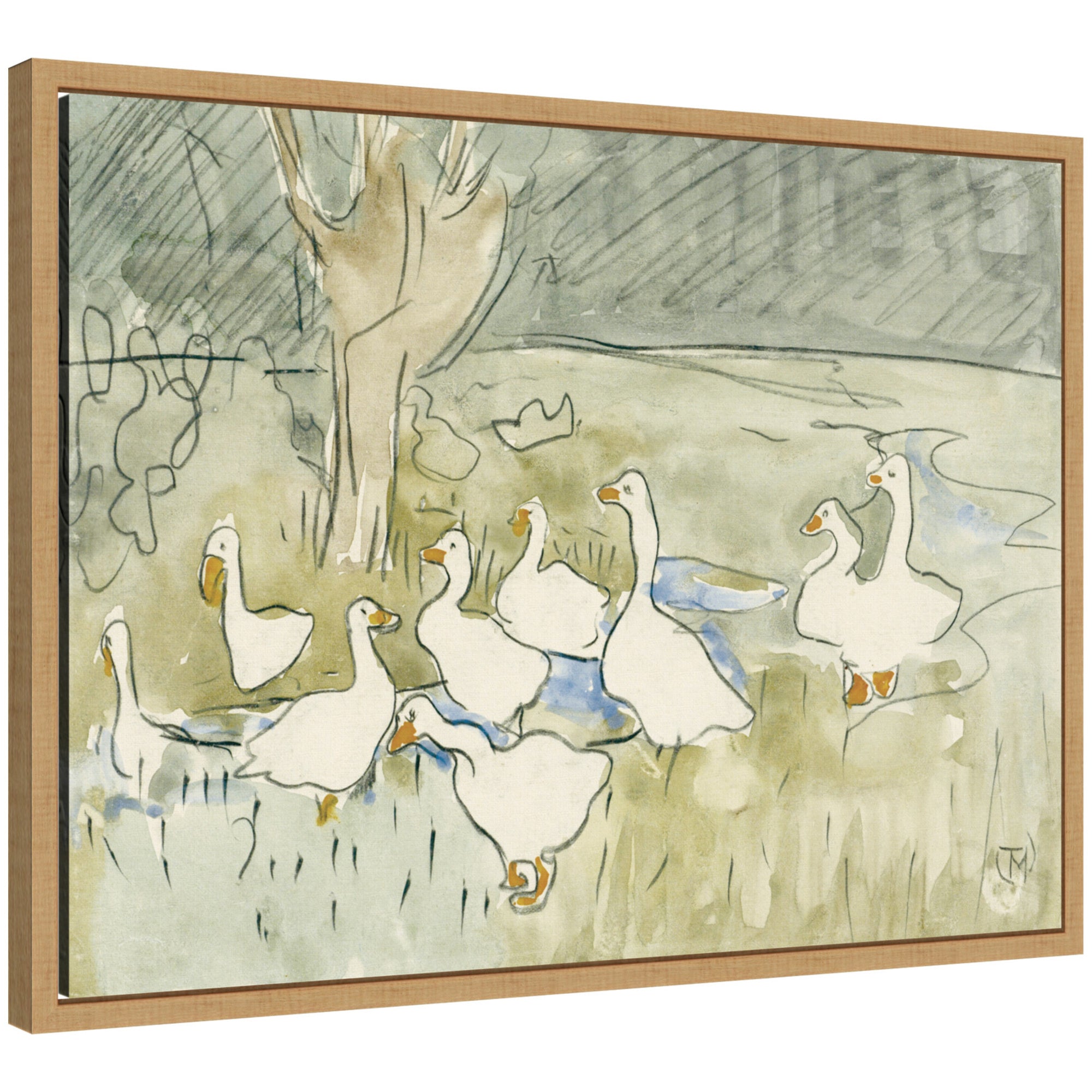 Ducks 1917 Theo van Hoytema by Nostalgia Prints Framed Canvas Wall Art Print