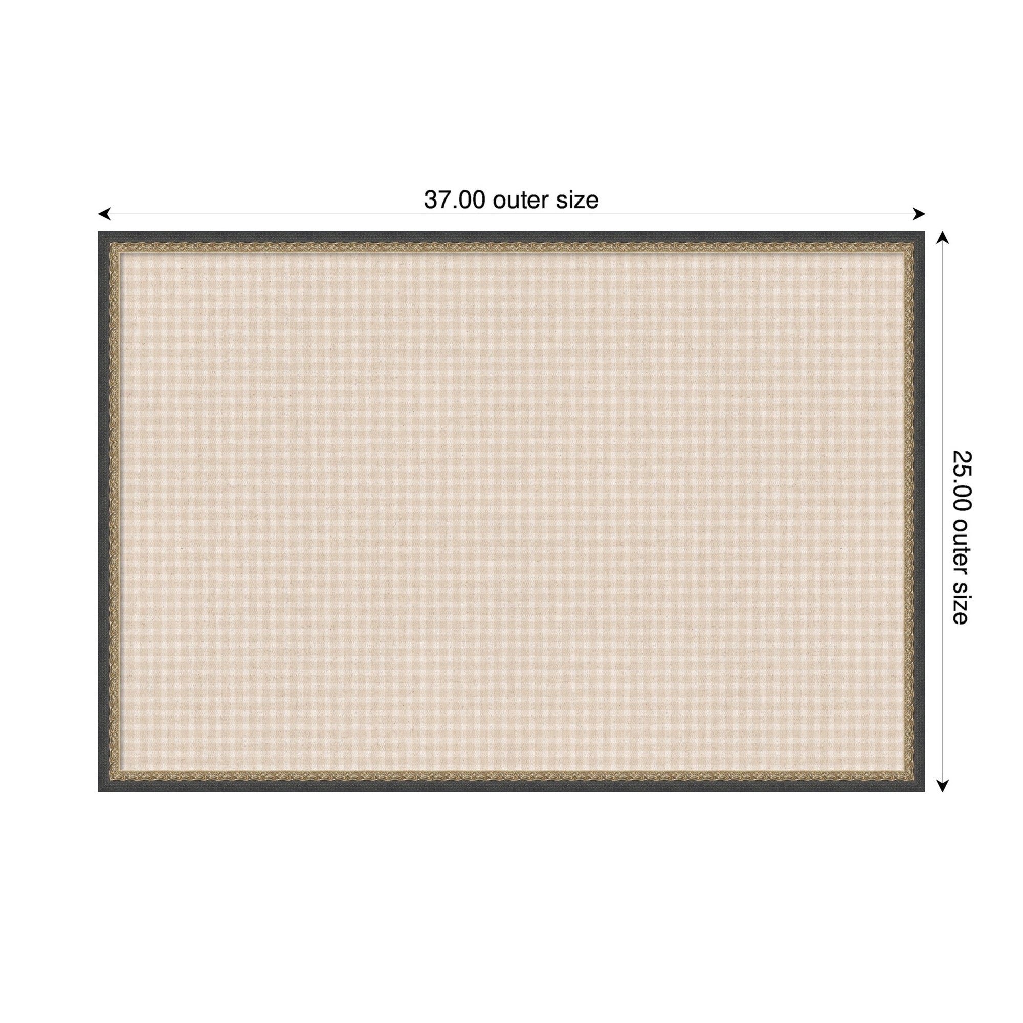 Framed Fabric Pinboard Mini Gingham Neutral Linen Wall Organization