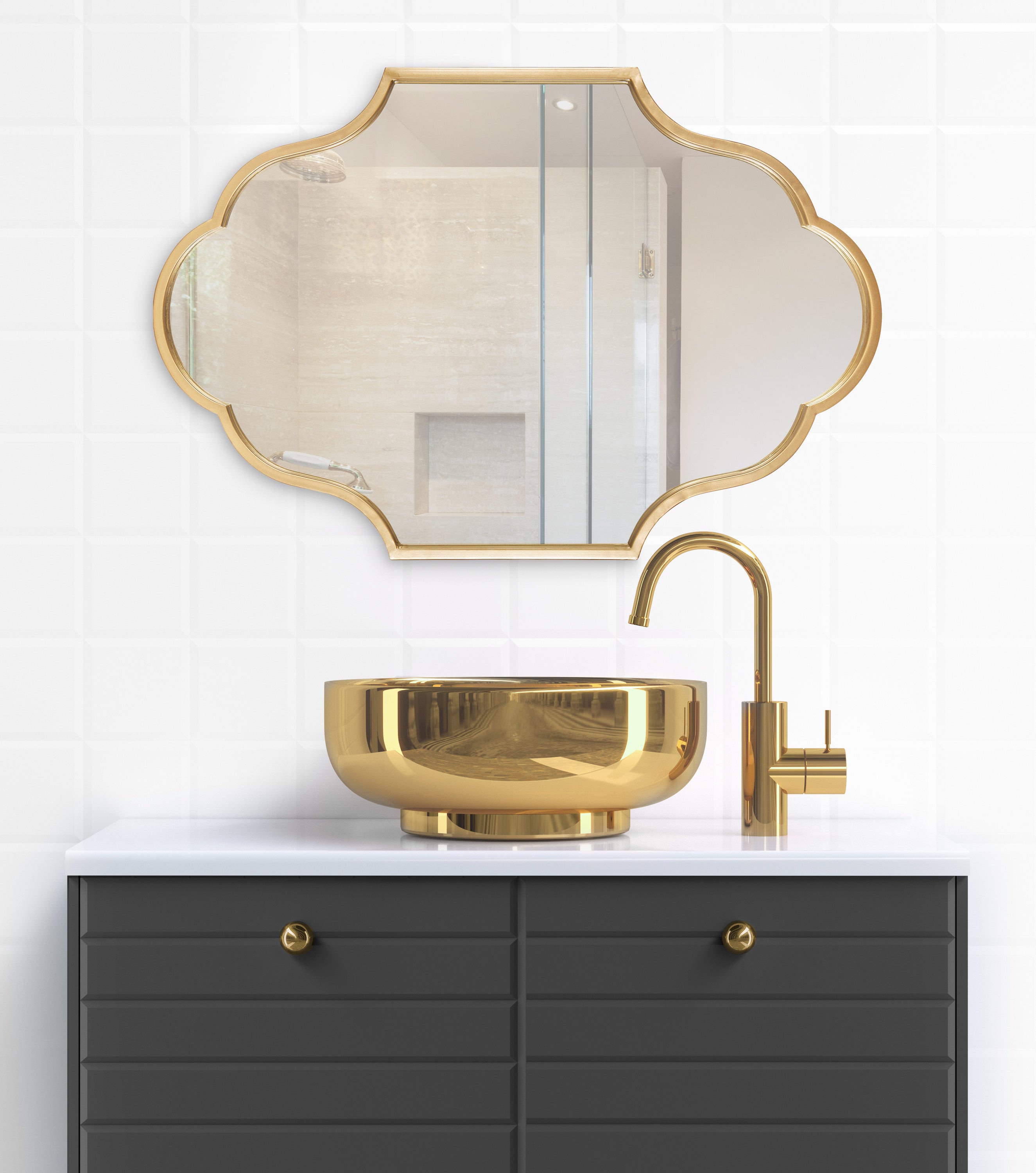Scallop Mirror Gold 23x37 8