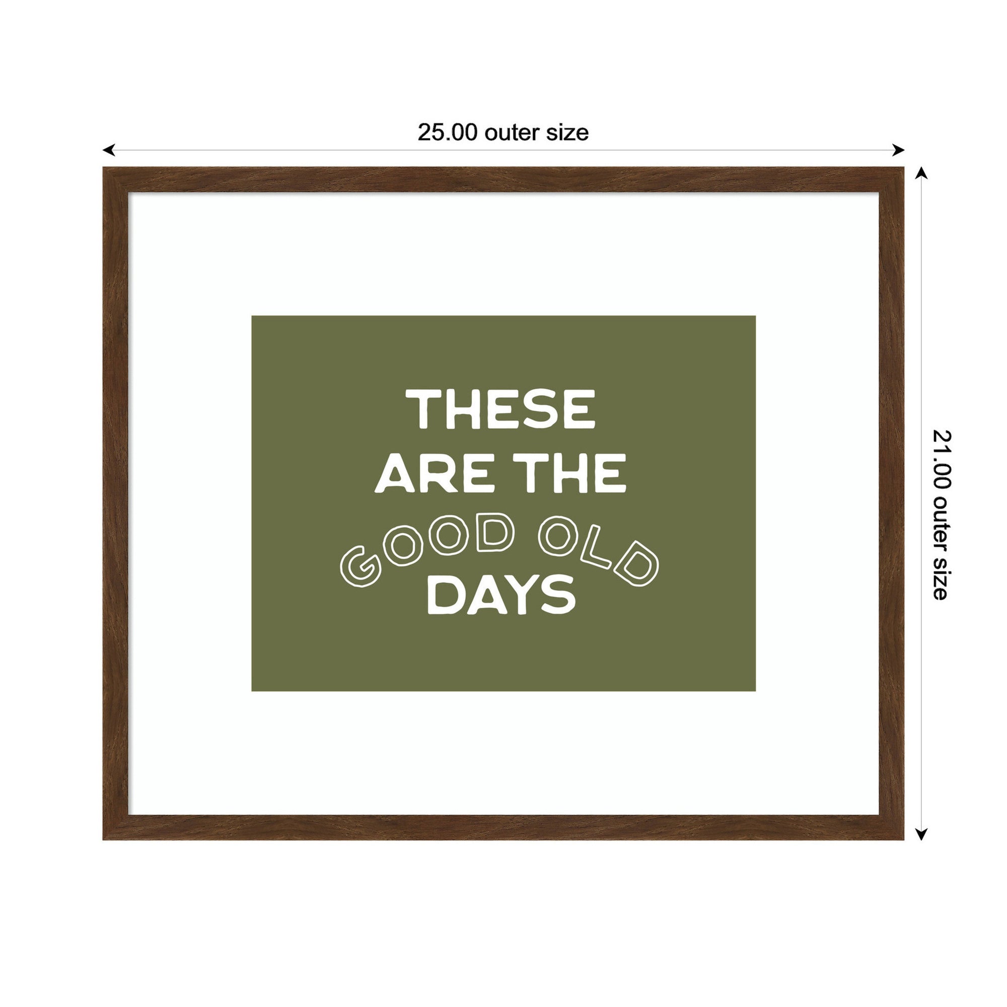 These Are the Good Old Days Retro Poster, Stamped Lettering Sage Green Wall Art Dopamine Decor by Lucky Guava Framed Wall Art Print